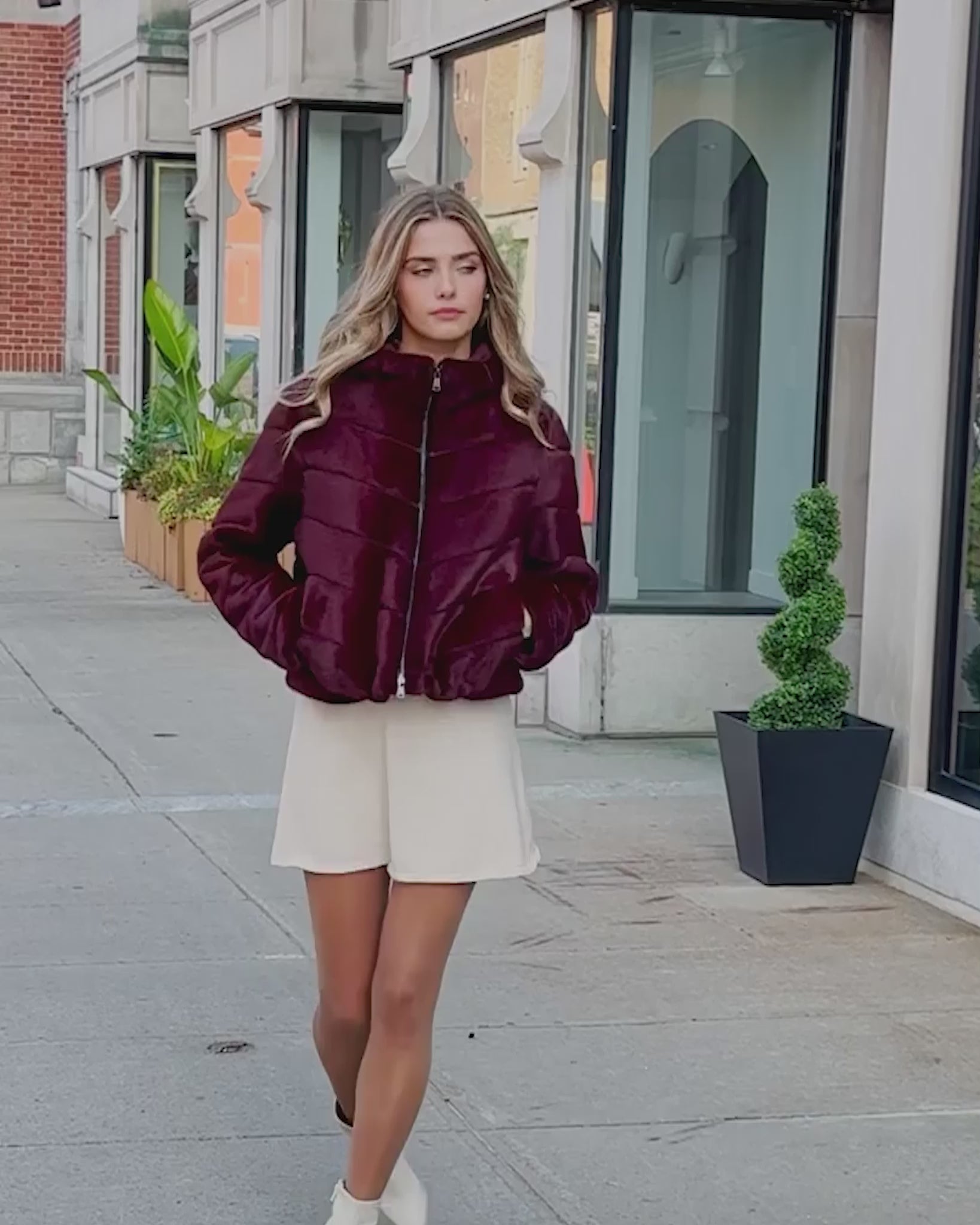 FUR-FREE MINK (FAUX FUR) HOODED JACKET