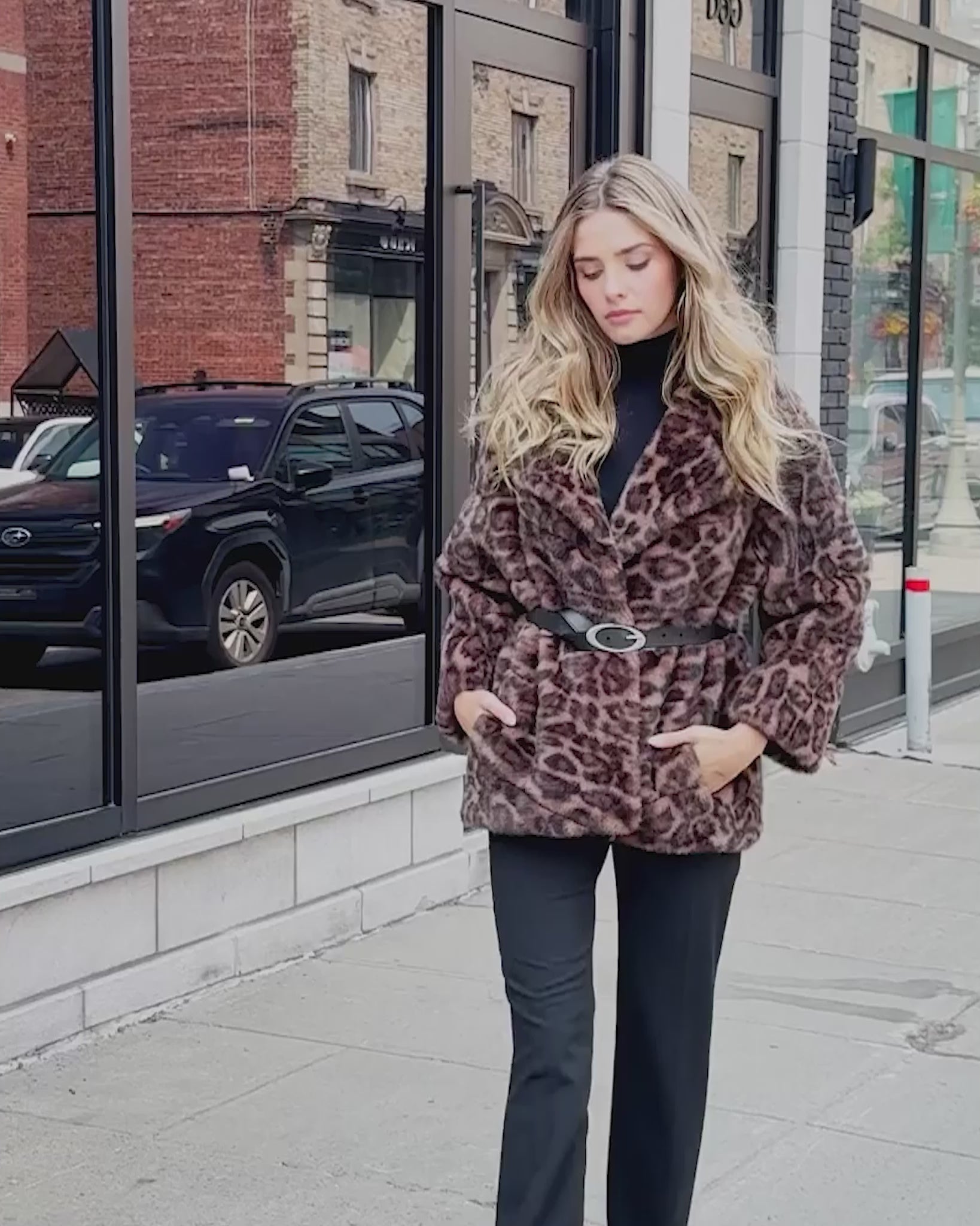 FUR-FREE MINK (FAUX FUR) JACKET, BELT