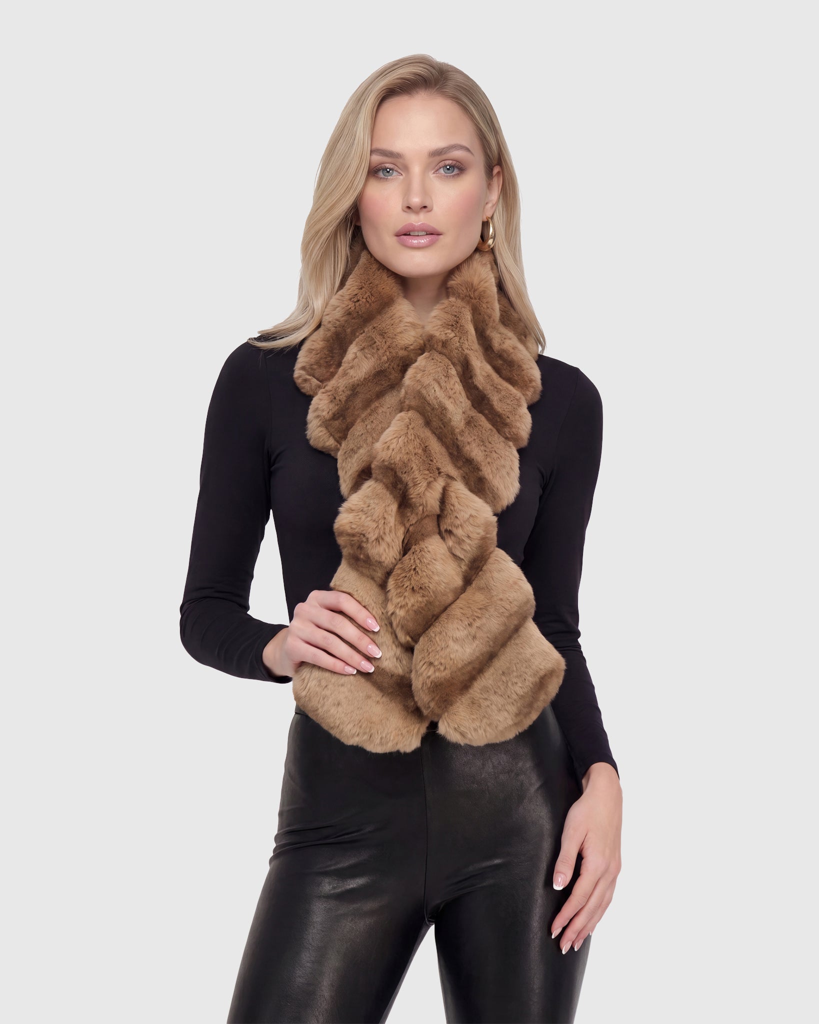 FUR-FREE CHINCHILLA (FAUX FUR) PULL THROUGH SCARF