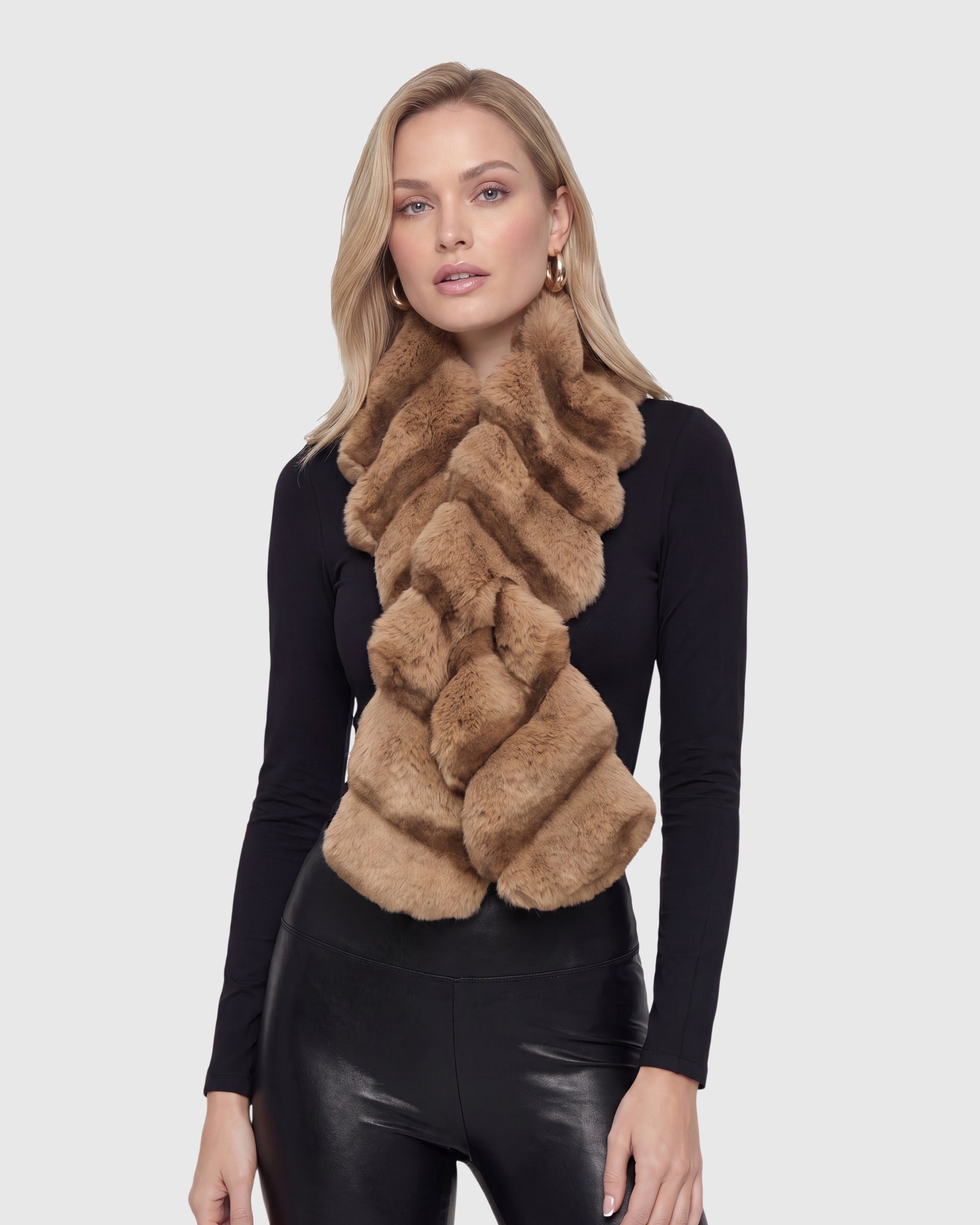 FUR-FREE CHINCHILLA (FAUX FUR) PULL THROUGH SCARF