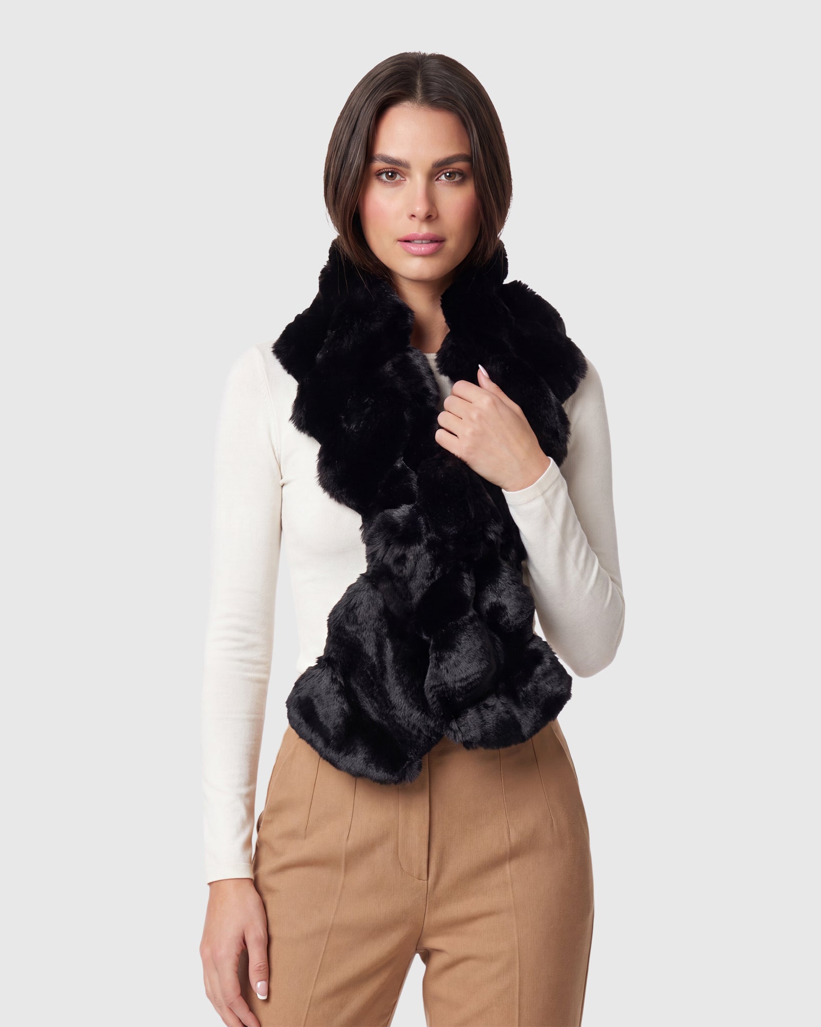 FUR-FREE CHINCHILLA (FAUX FUR) PULL THROUGH SCARF