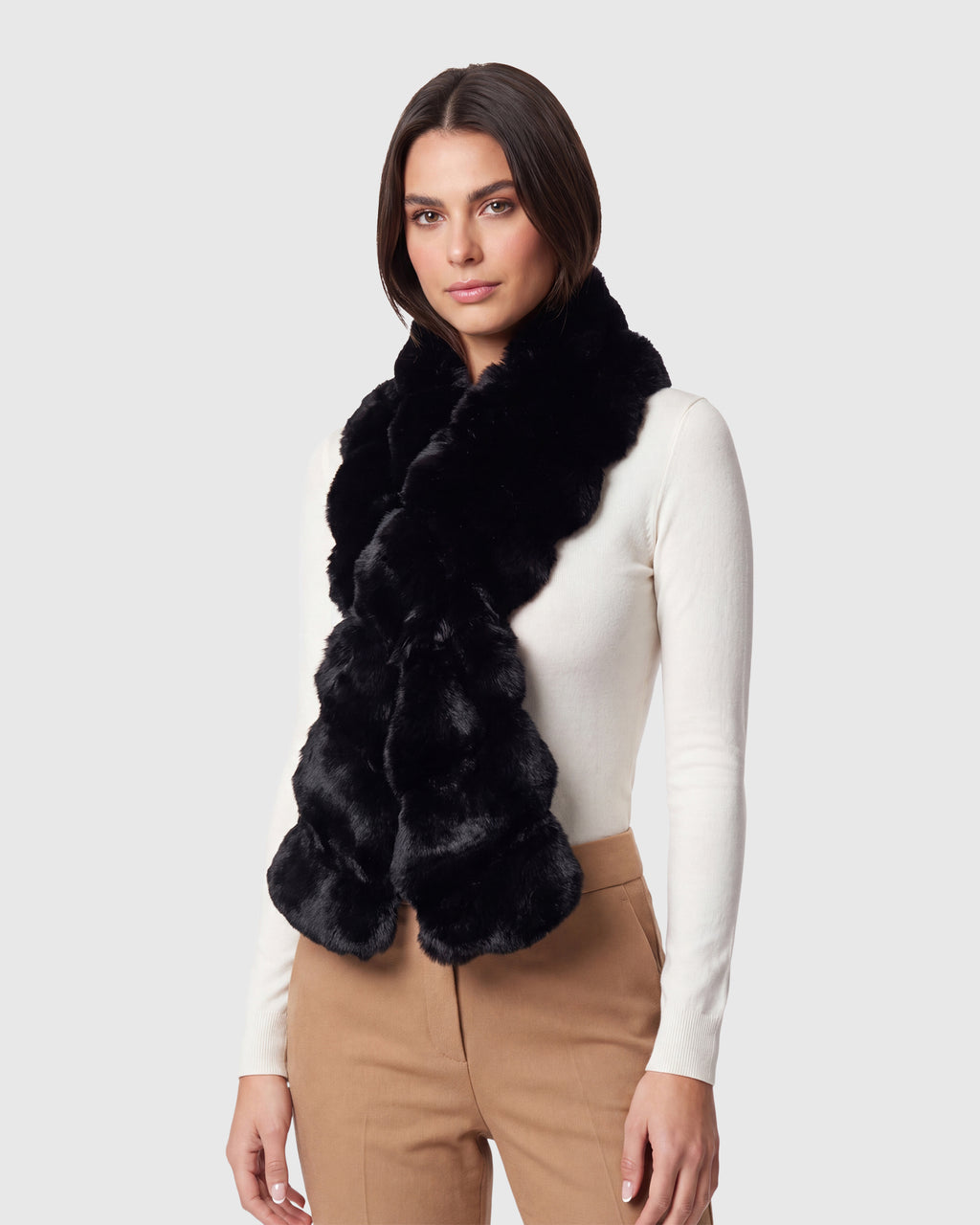 FUR-FREE CHINCHILLA (FAUX FUR) PULL THROUGH SCARF