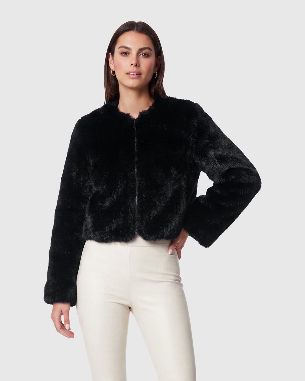 FUR-FREE FOX (FAUX FUR) BOLERO - BLACK