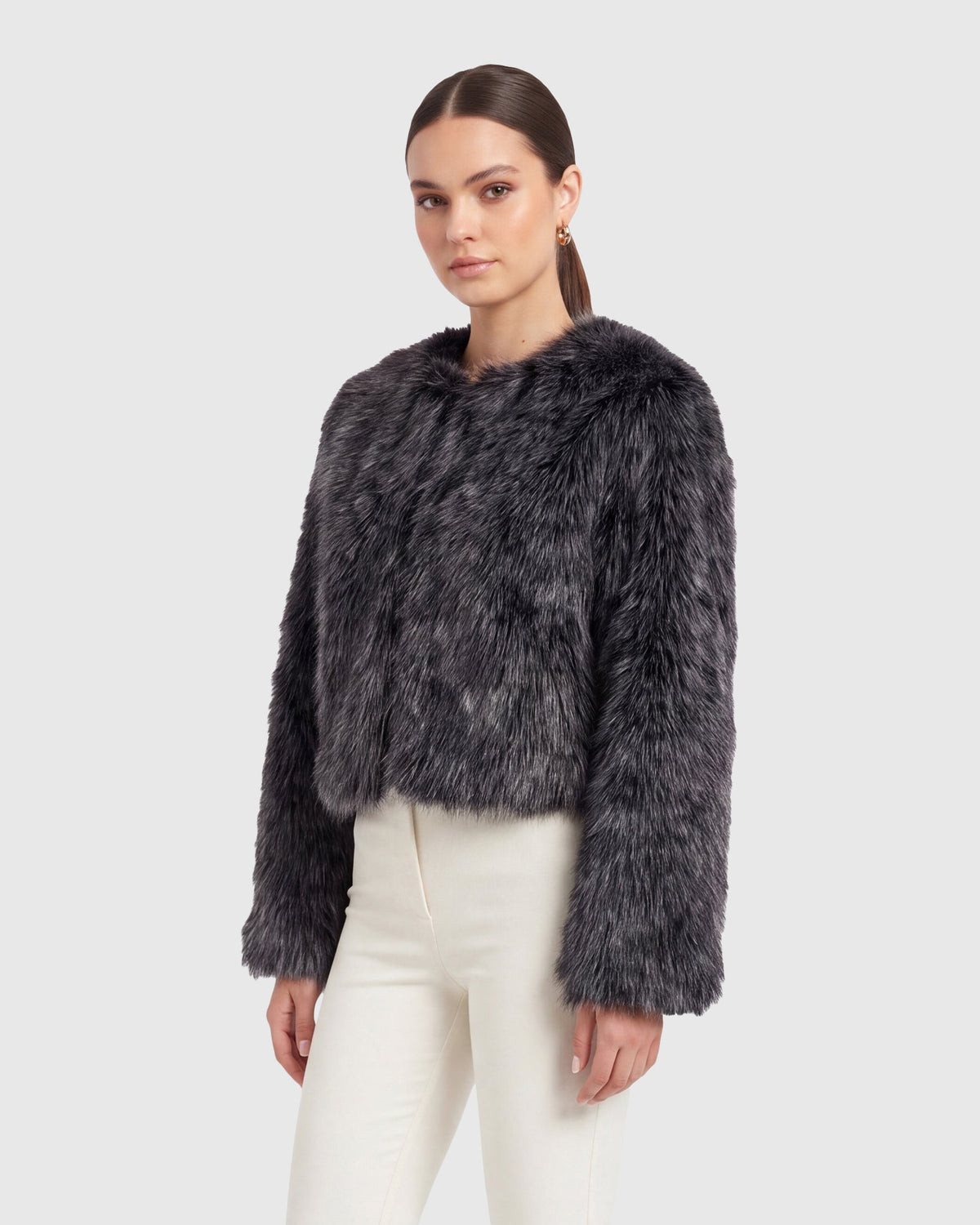 FUR-FREE FOX (FAUX FUR) BOLERO - BLACK SNOWTOP