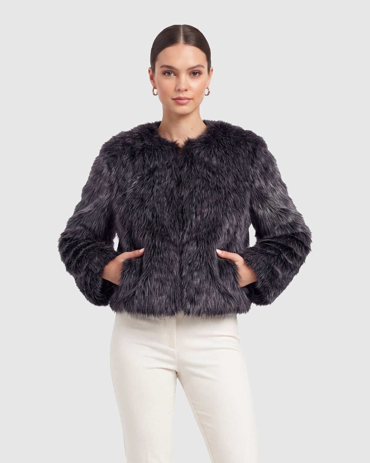 FUR-FREE FOX (FAUX FUR) BOLERO - BLACK SNOWTOP