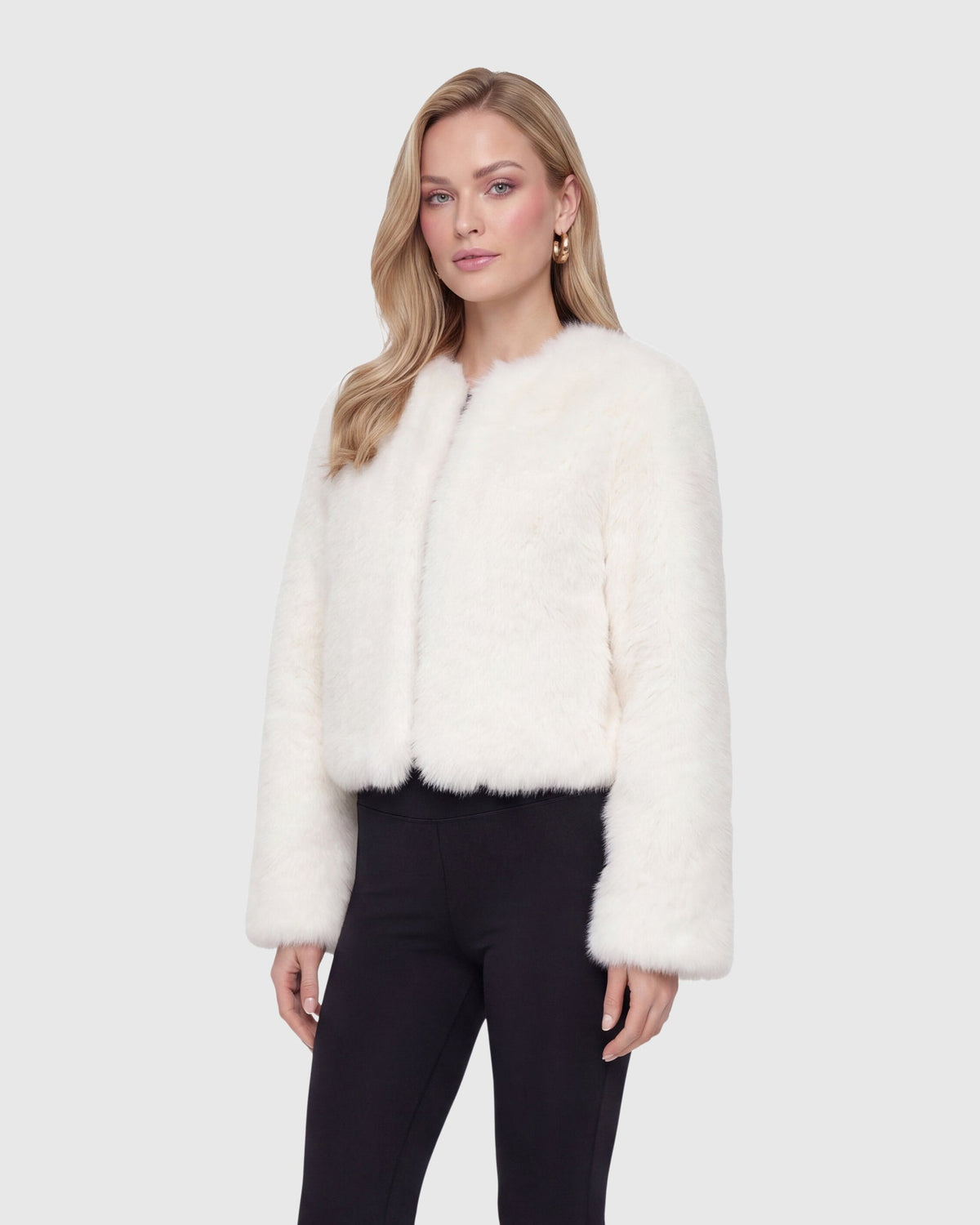 FUR-FREE FOX (FAUX FUR) BOLERO - WHITE