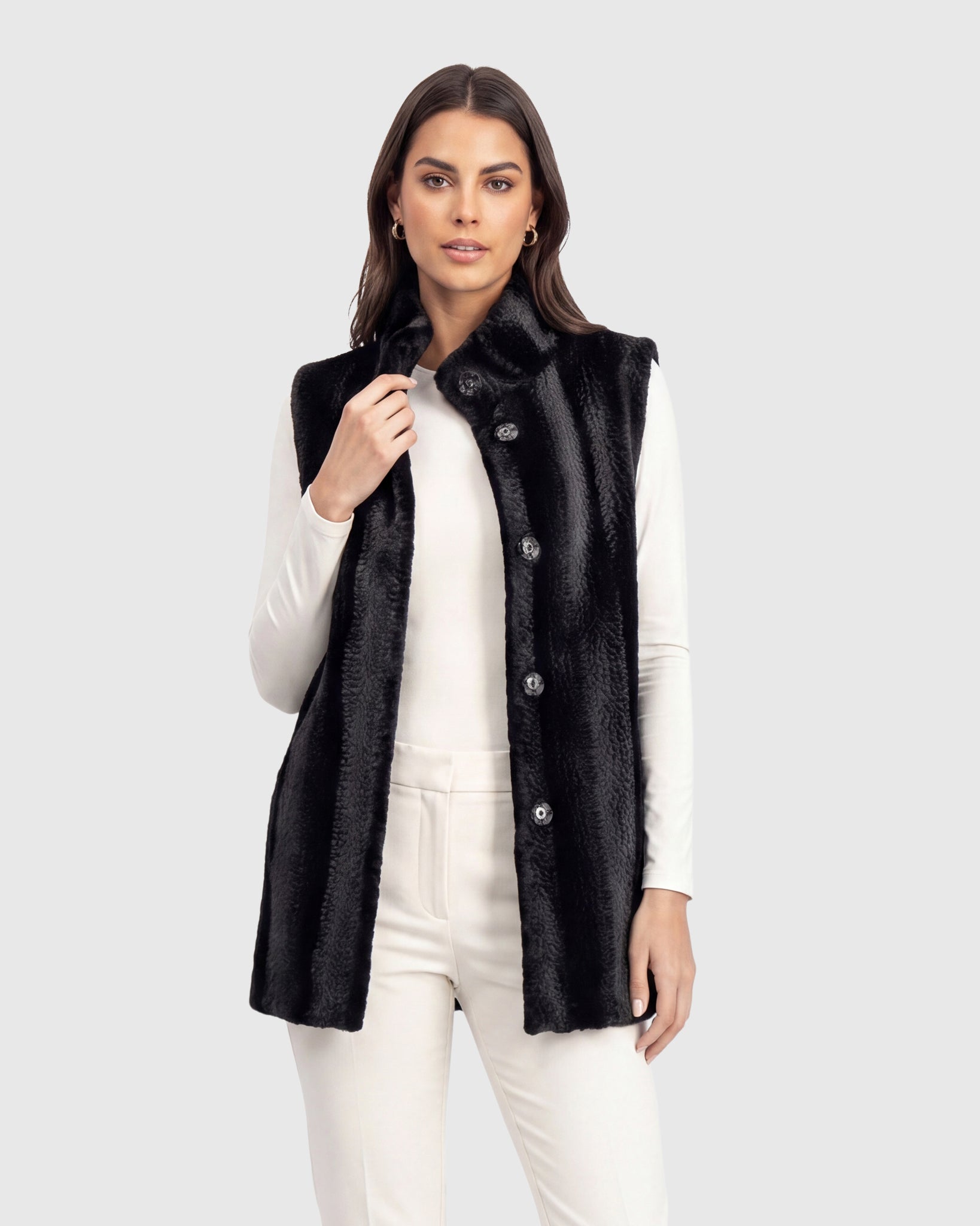 FUR-FREE MINK (FAUX FUR) VEST, REVERSIBLE