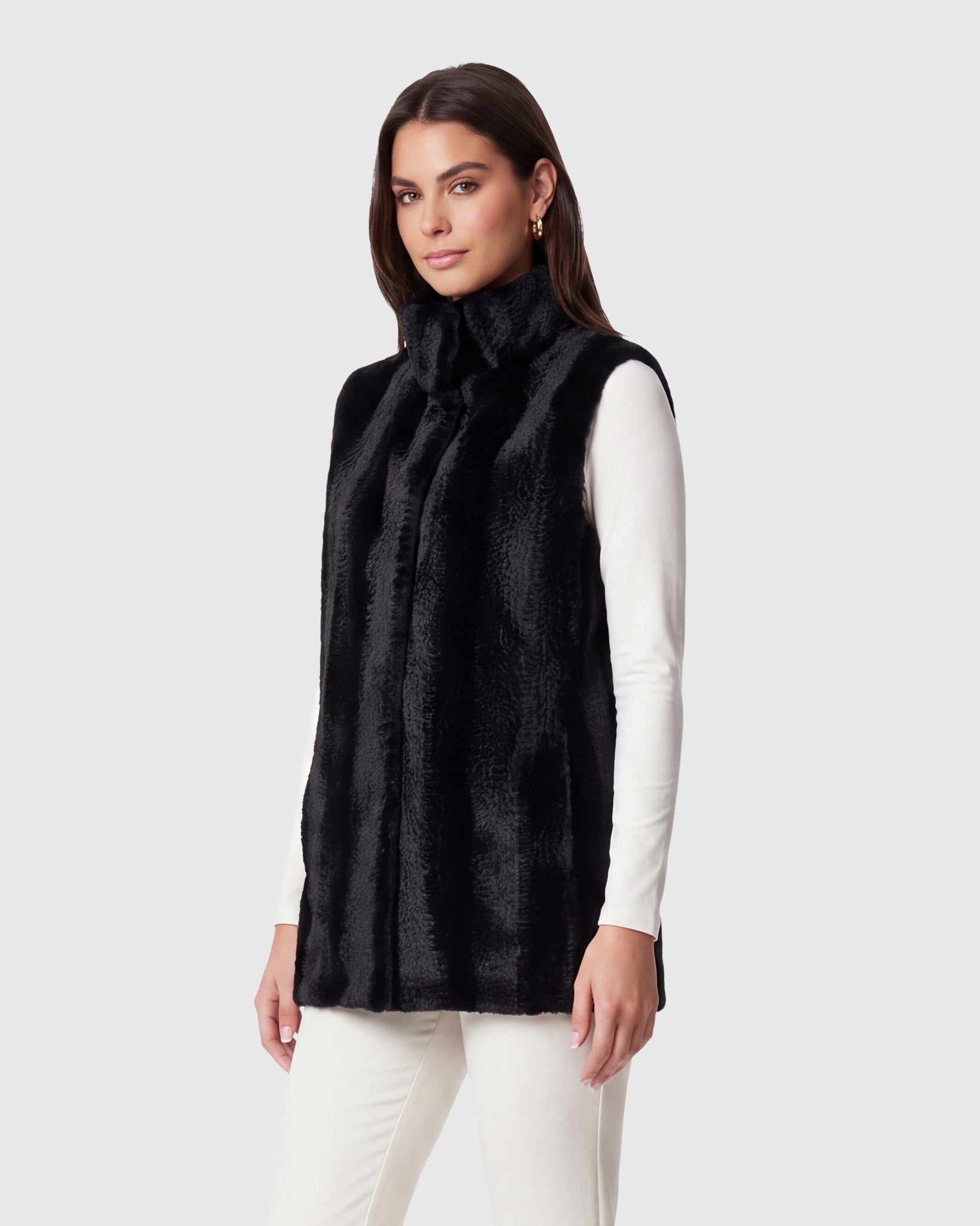 FUR-FREE MINK (FAUX FUR) VEST, REVERSIBLE