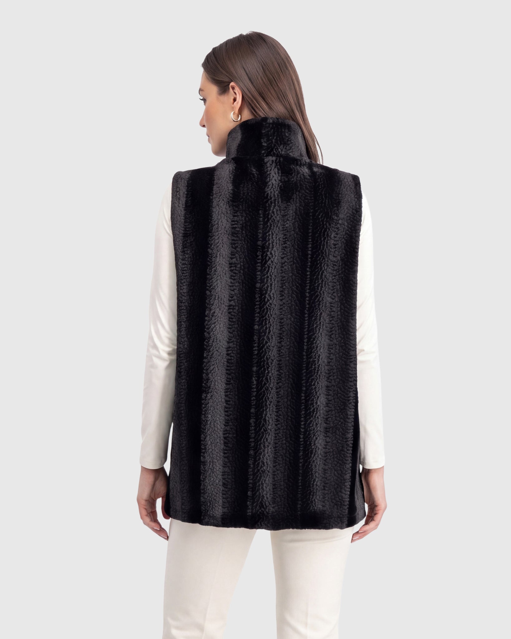 FUR-FREE MINK (FAUX FUR) VEST, REVERSIBLE