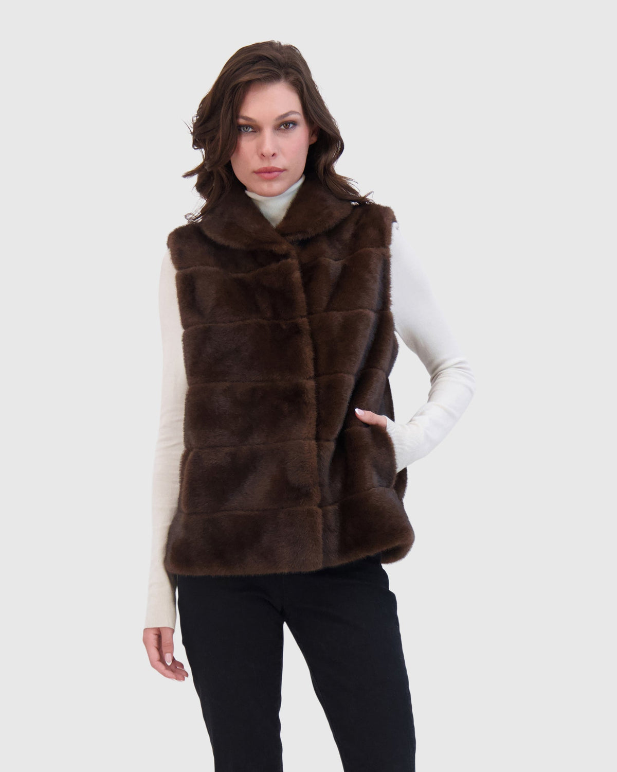 FUR-FREE MINK (FAUX FUR) VEST ? - BROWN