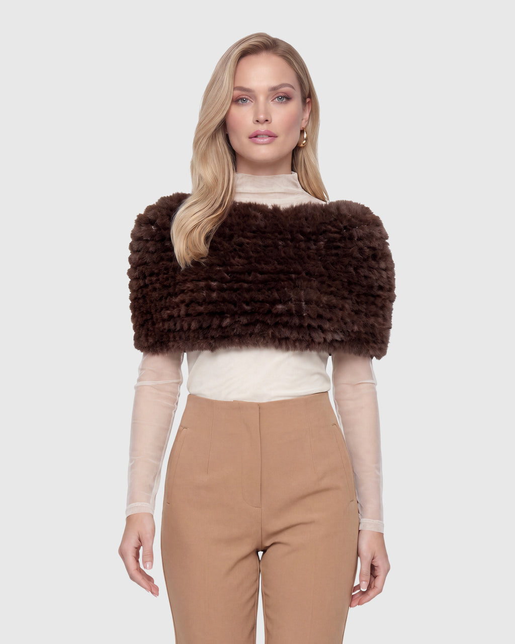 fur free rex rabbit faux fur knit cowl