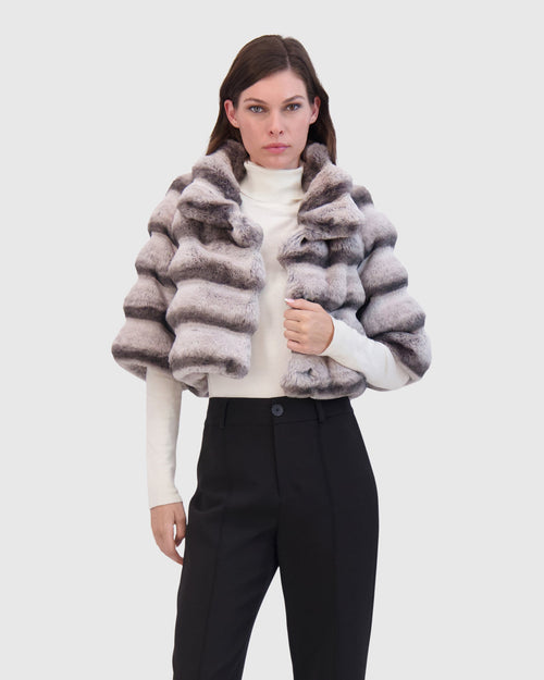 FUR-FREE CHINCHILLA (FAUX FUR) BOLERO - GRAY CHINCH