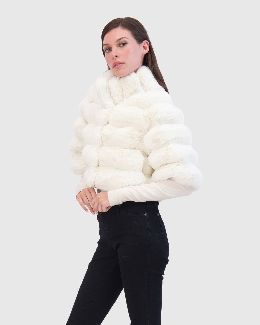 FUR-FREE CHINCHILLA (FAUX FUR) BOLERO - WHITE CHINCH