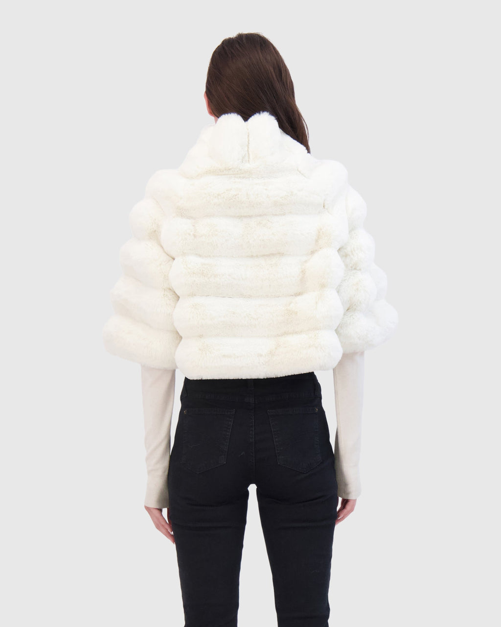 FUR-FREE CHINCHILLA (FAUX FUR) BOLERO - WHITE CHINCH