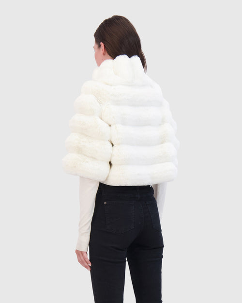 FUR-FREE CHINCHILLA (FAUX FUR) BOLERO - WHITE CHINCH