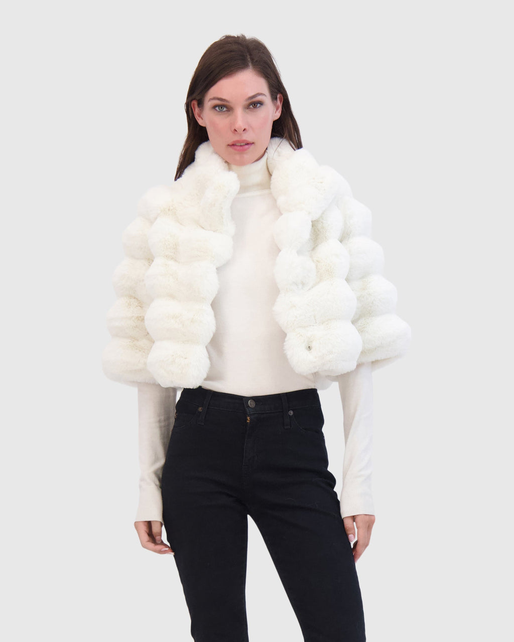 FUR-FREE CHINCHILLA (FAUX FUR) BOLERO - WHITE CHINCH