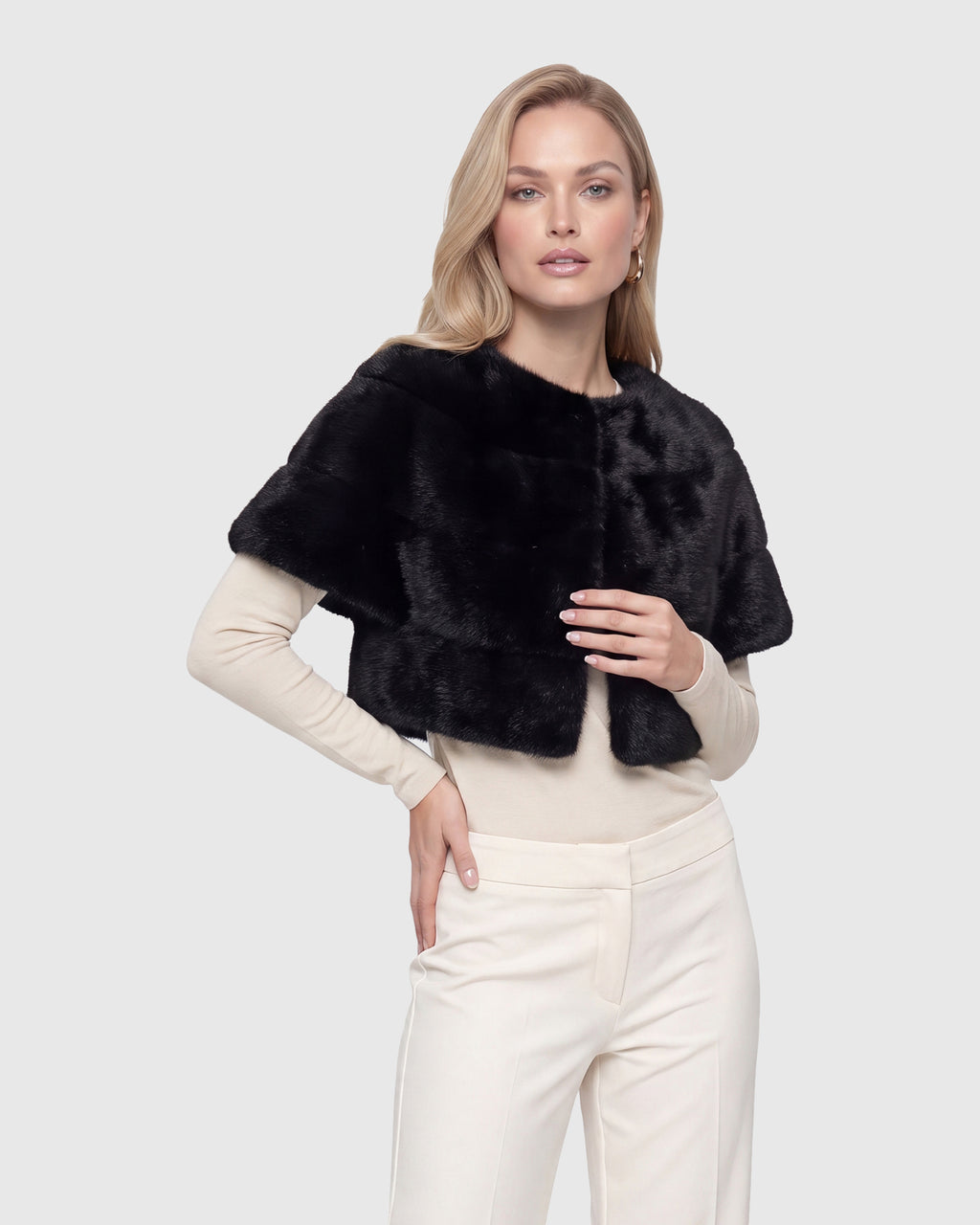 FUR-FREE MINK (FAUX FUR) CAPELET
