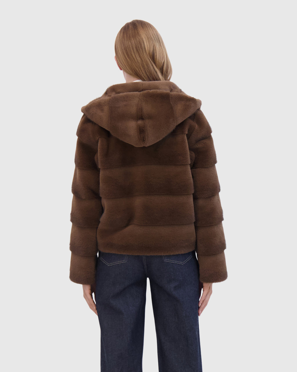 FUR-FREE MINK (FAUX FUR) HOODED JACKET