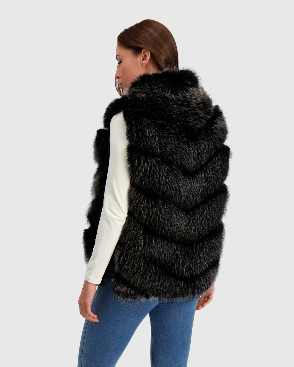 FUR-FREE FOX (FAUX FUR) REVERSIBLE VEST - BLACK/BLACK