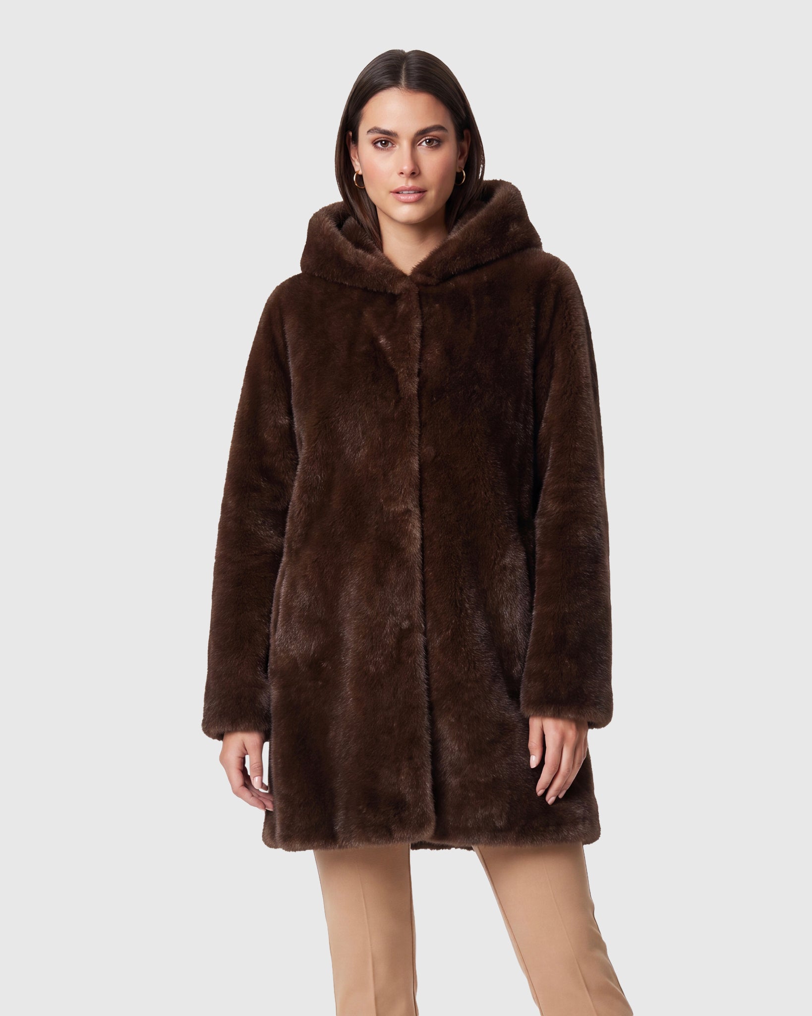 FUR-FREE MINK (FAUX FUR) REVERSIBLE PARKA, REVERSIBLE
