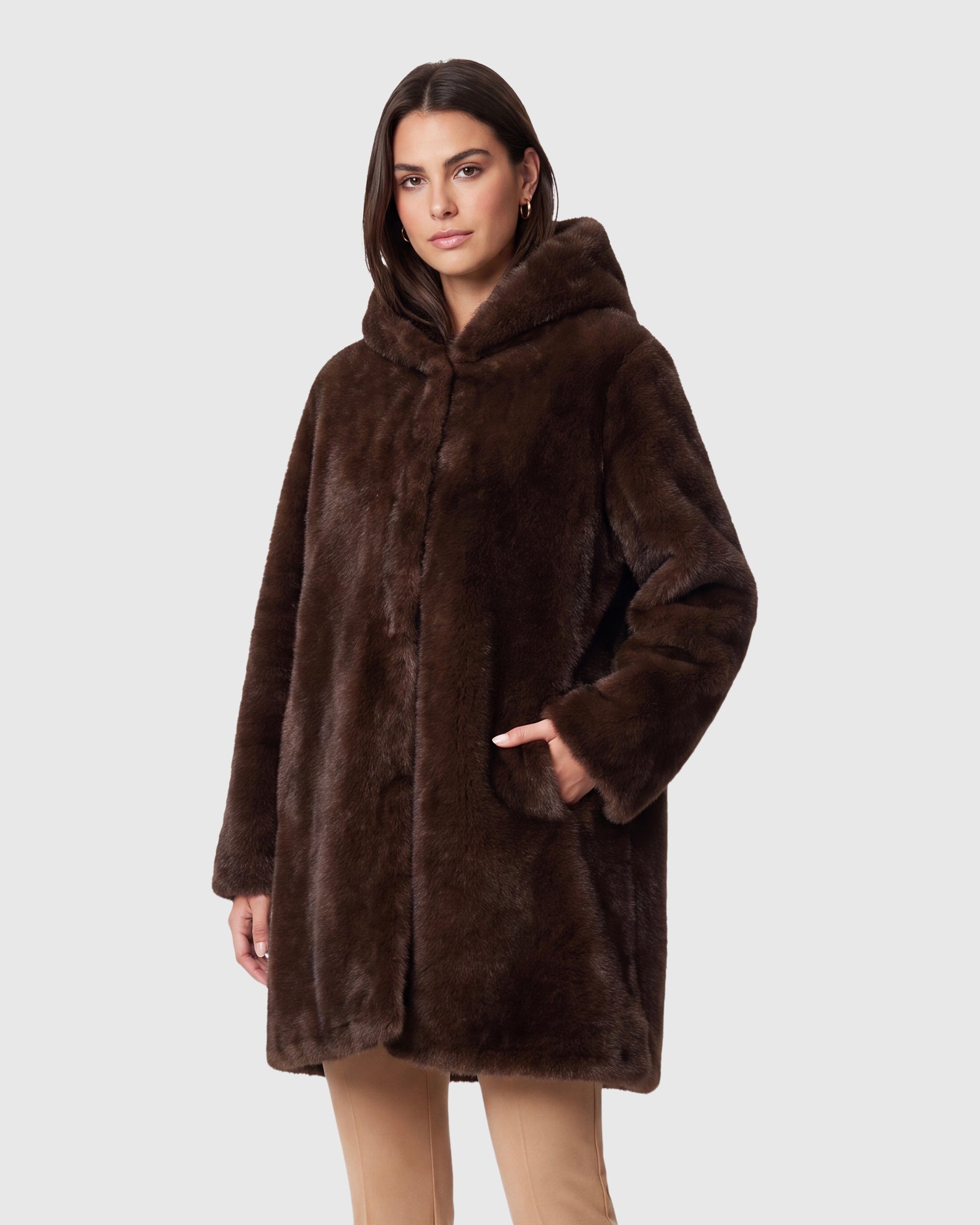 FUR-FREE MINK (FAUX FUR) REVERSIBLE PARKA, REVERSIBLE