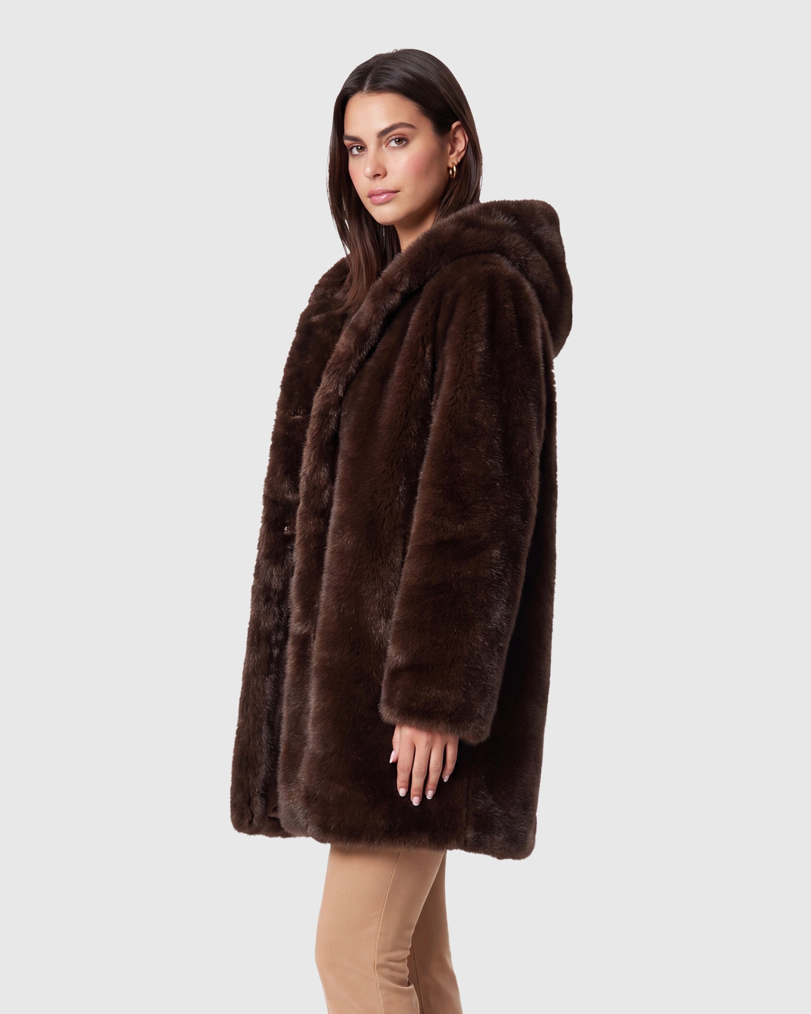 FUR-FREE MINK (FAUX FUR) REVERSIBLE PARKA, REVERSIBLE