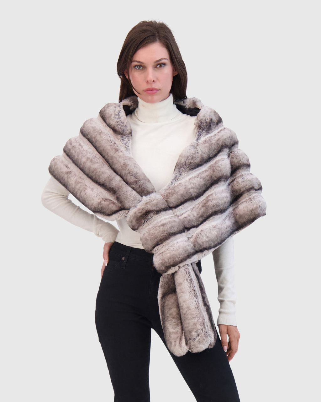 FUR-FREE CHINCHILLA (FAUX FUR) STOLE