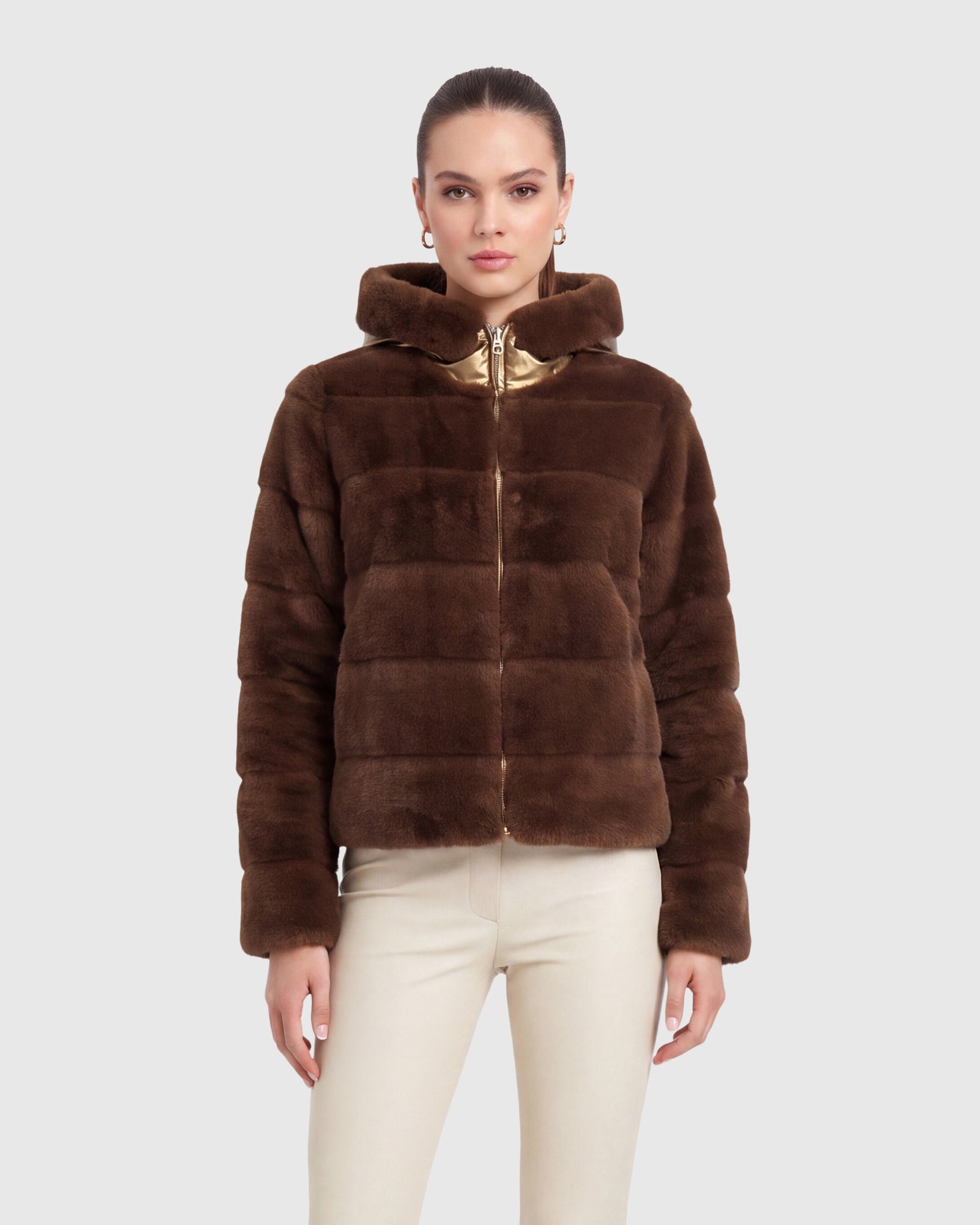 FUR-FREE MINK (FAUX FUR) REVERSIBLE PARKA, REVERSIBLE
