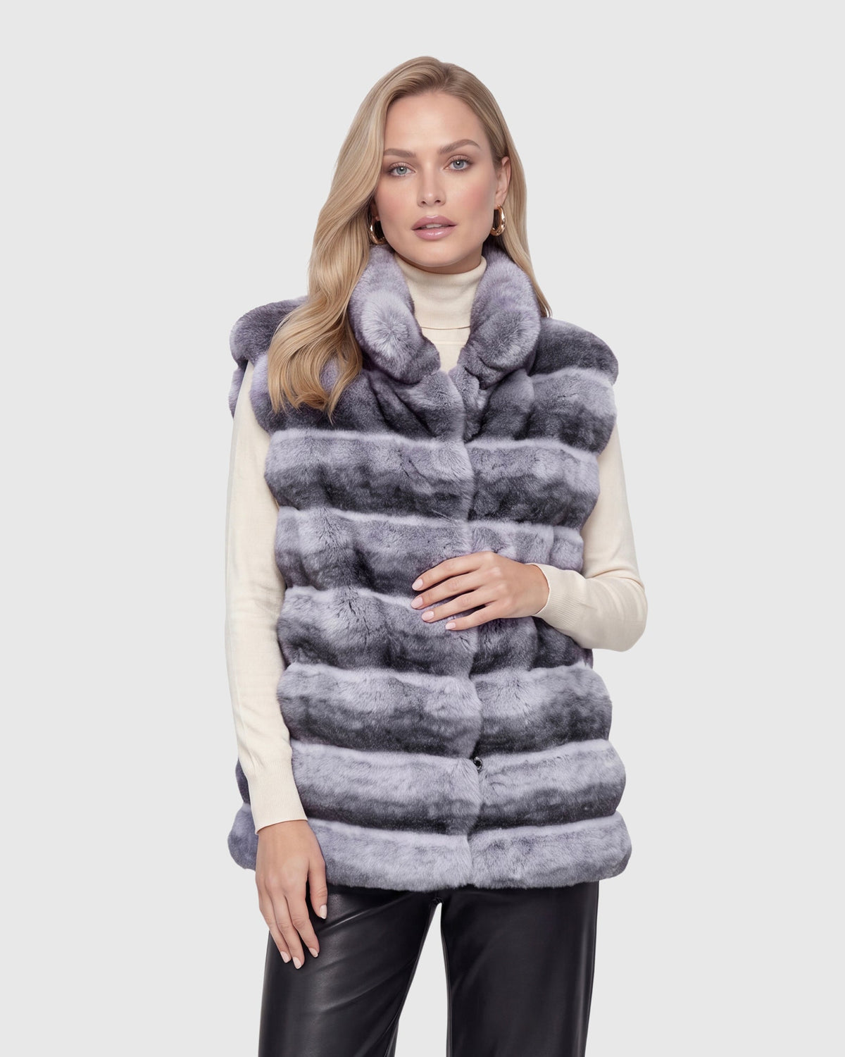 FUR-FREE CHINCHILLA (FAUX FUR) VEST - GRAY CHINCH
