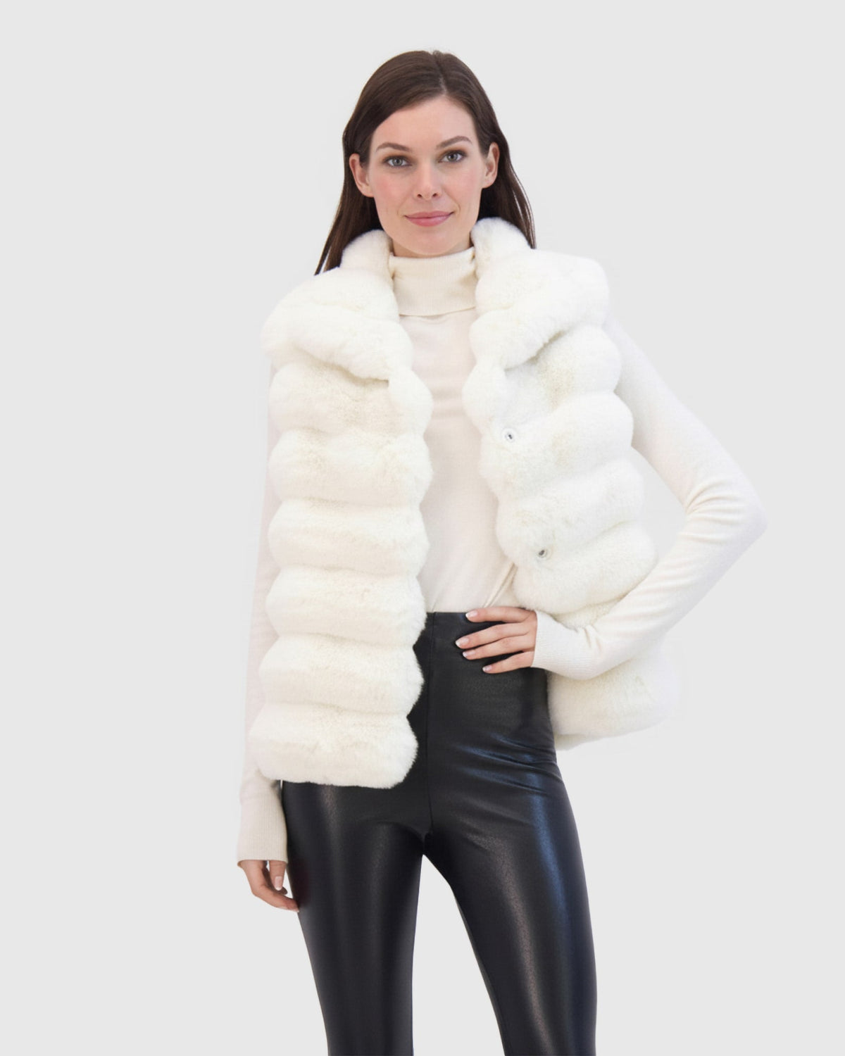 FUR-FREE CHINCHILLA (FAUX FUR) VEST - WHITE CHINCH
