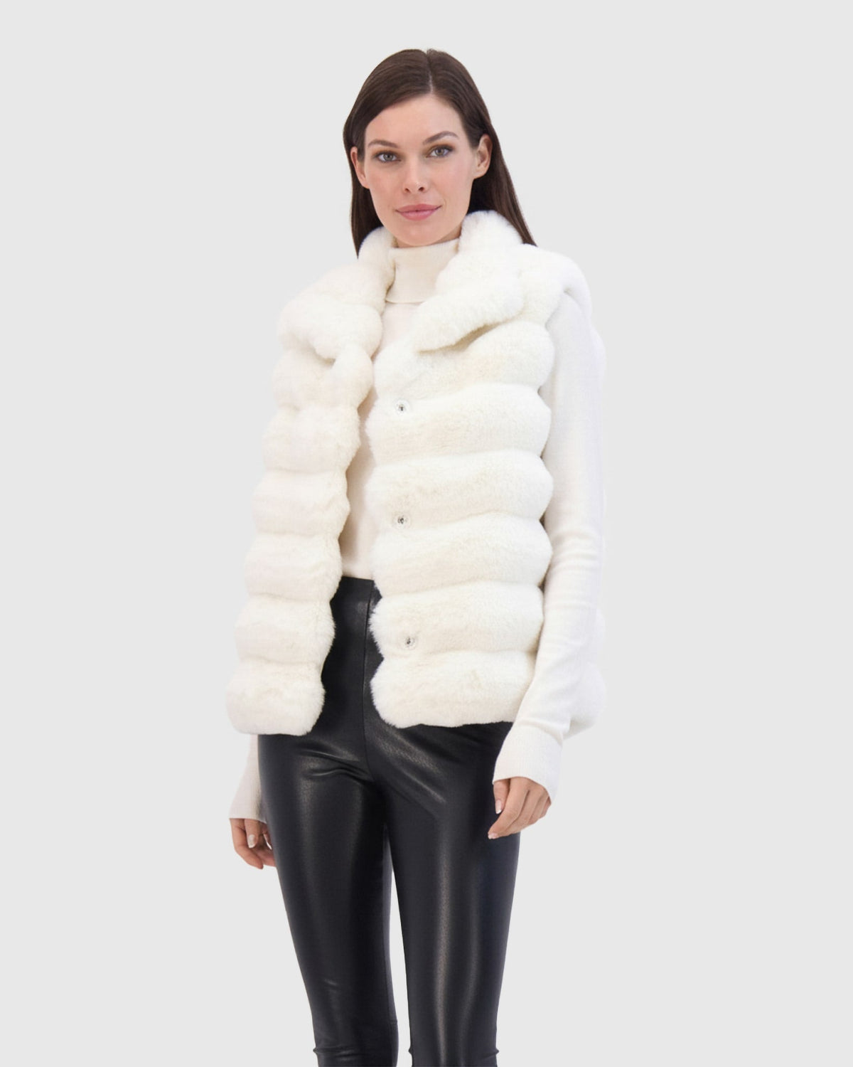 FUR-FREE CHINCHILLA (FAUX FUR) VEST - WHITE CHINCH