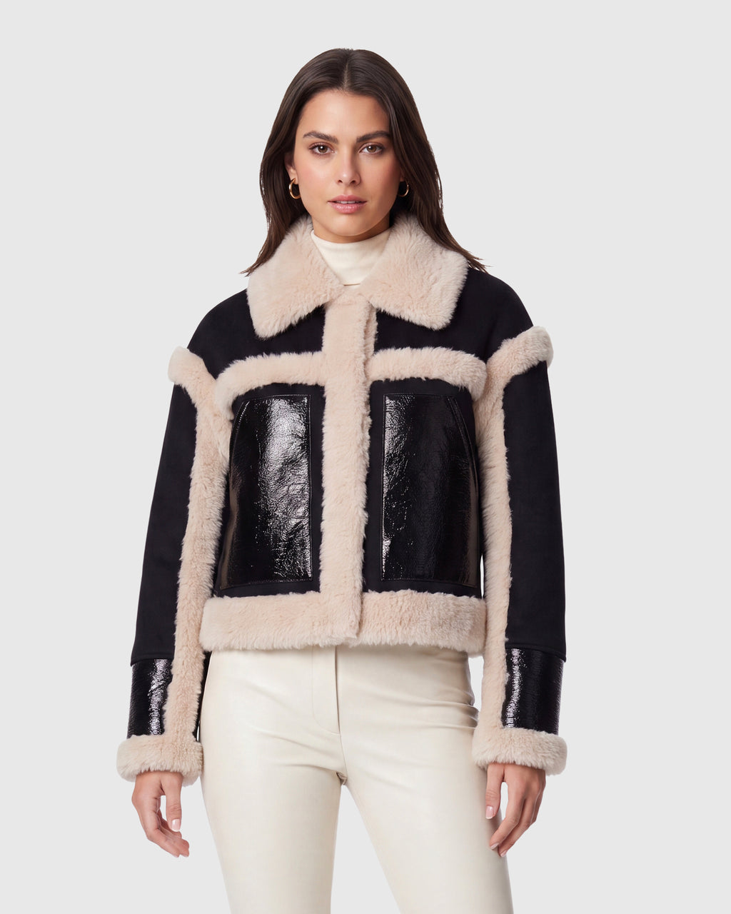 JACKET WITH FUR-FREE SHEARLING (FAUX FUR) TRIM