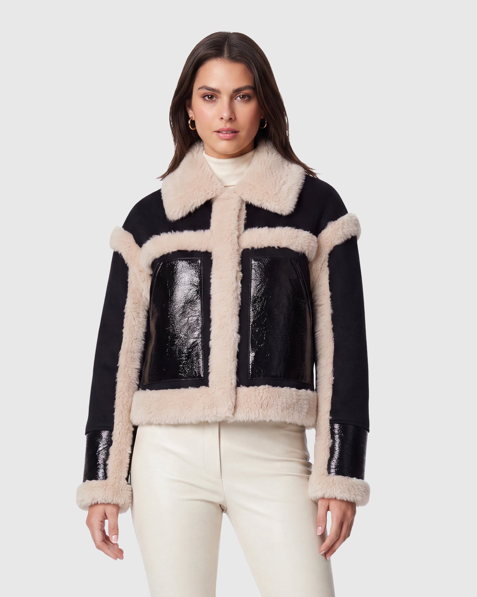 JACKET WITH FUR-FREE SHEARLING (FAUX FUR) TRIM