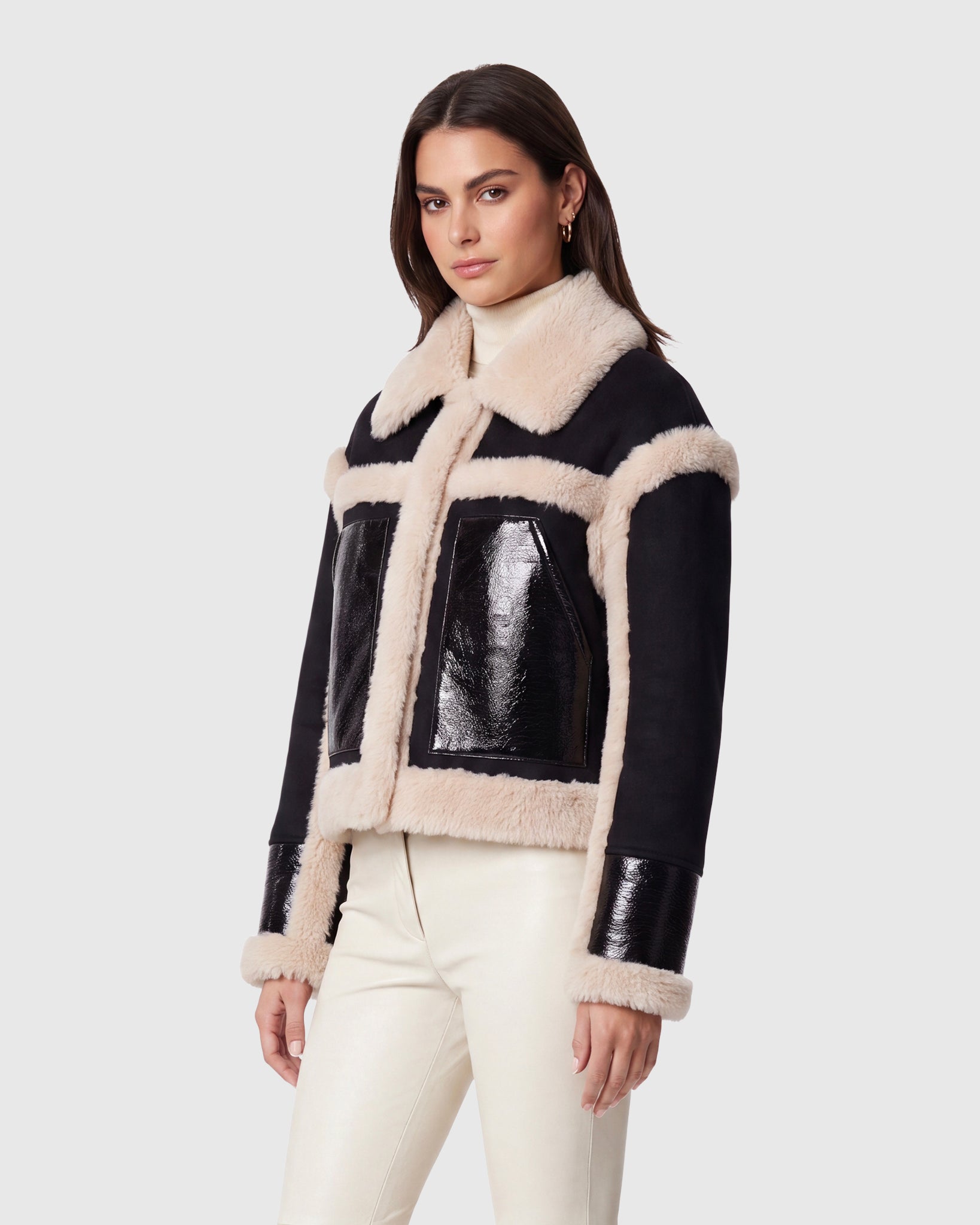 JACKET WITH FUR-FREE SHEARLING (FAUX FUR) TRIM