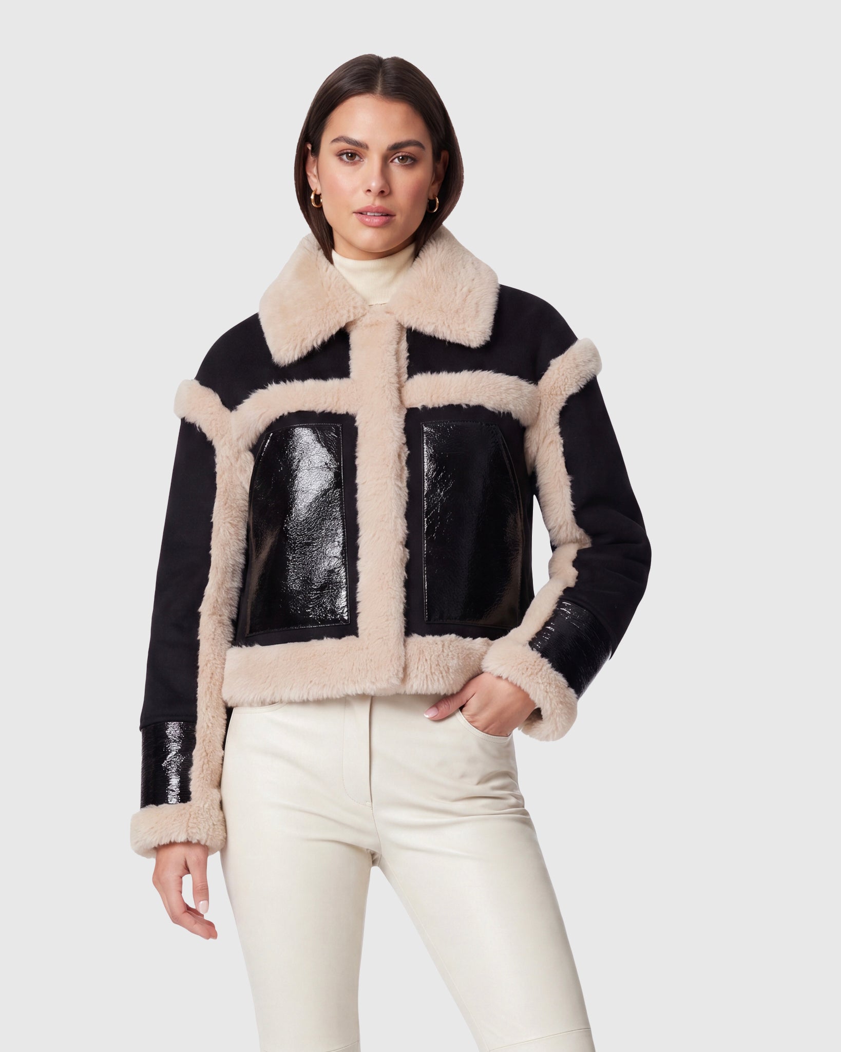 JACKET WITH FUR-FREE SHEARLING (FAUX FUR) TRIM