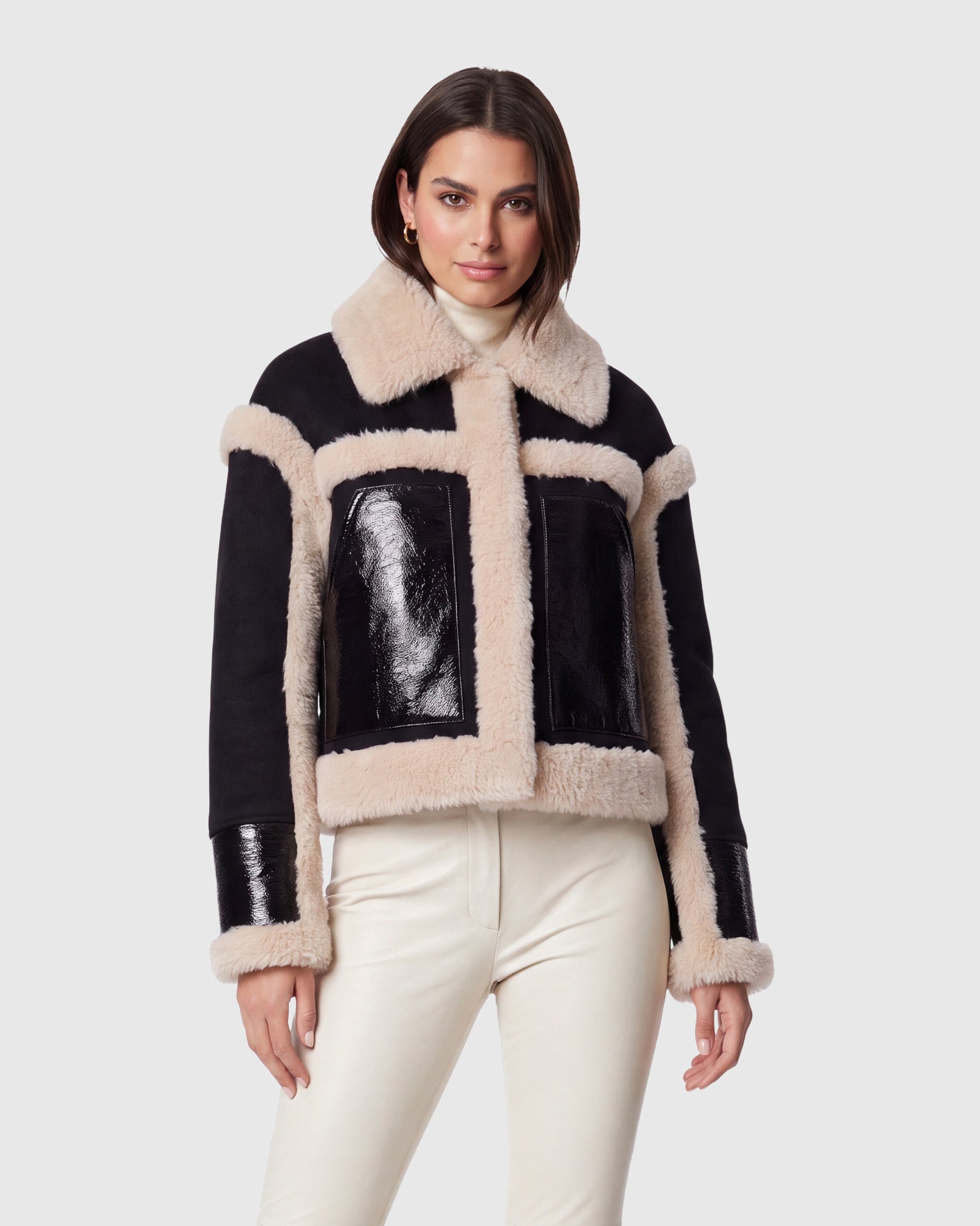 JACKET WITH FUR-FREE SHEARLING (FAUX FUR) TRIM