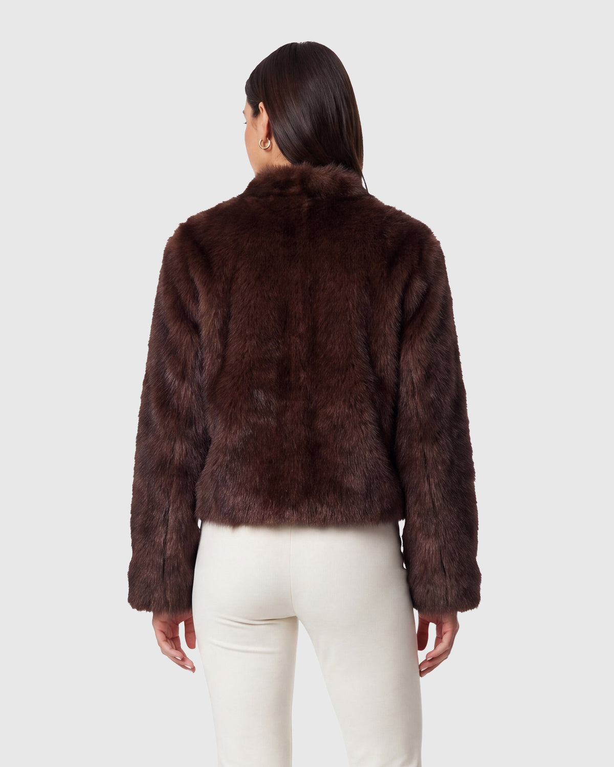FUR-FREE SABLE (FAUX FUR) JACKET - BROWN