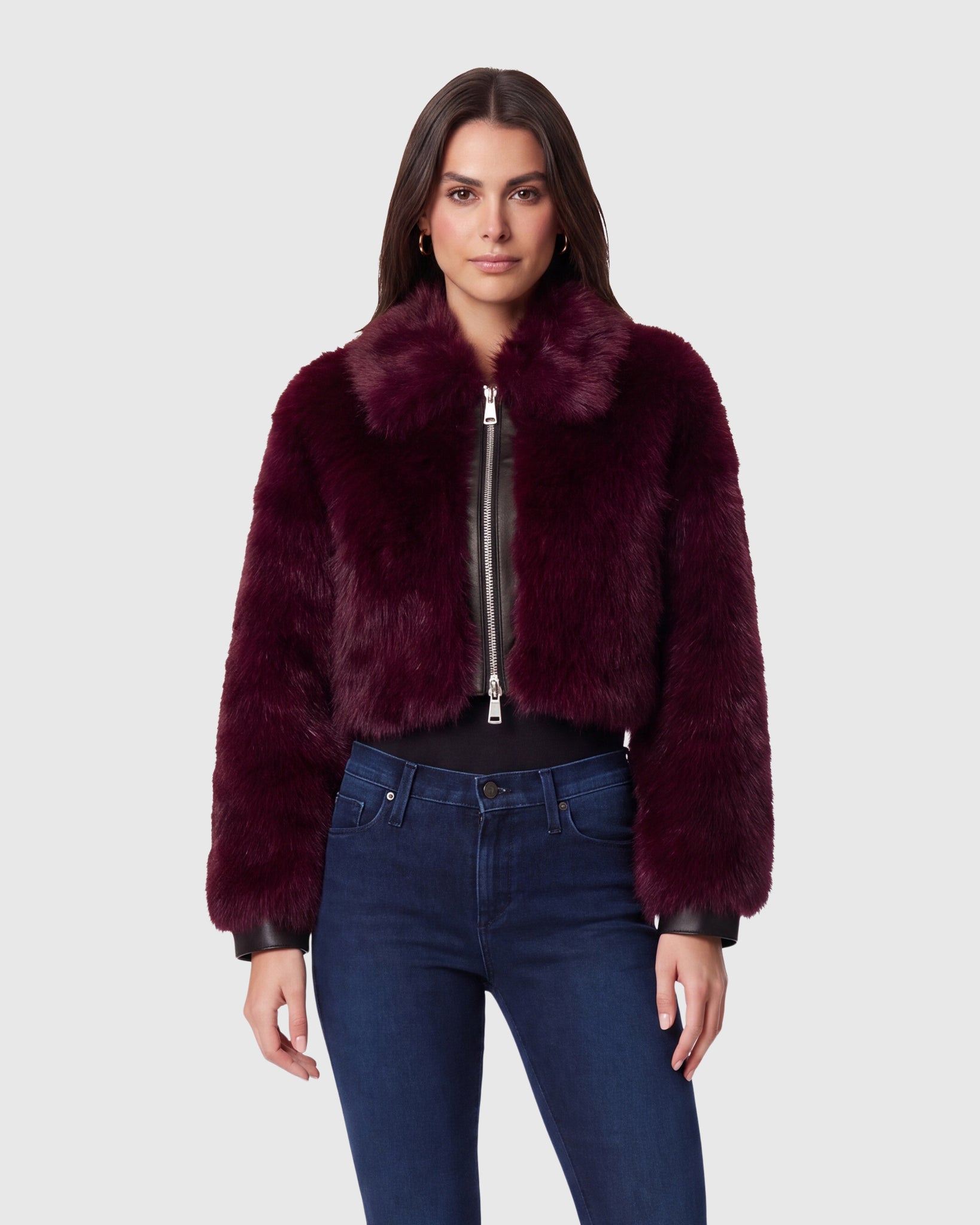FUR-FREE FOX (FAUX FUR) ZIP BOLERO