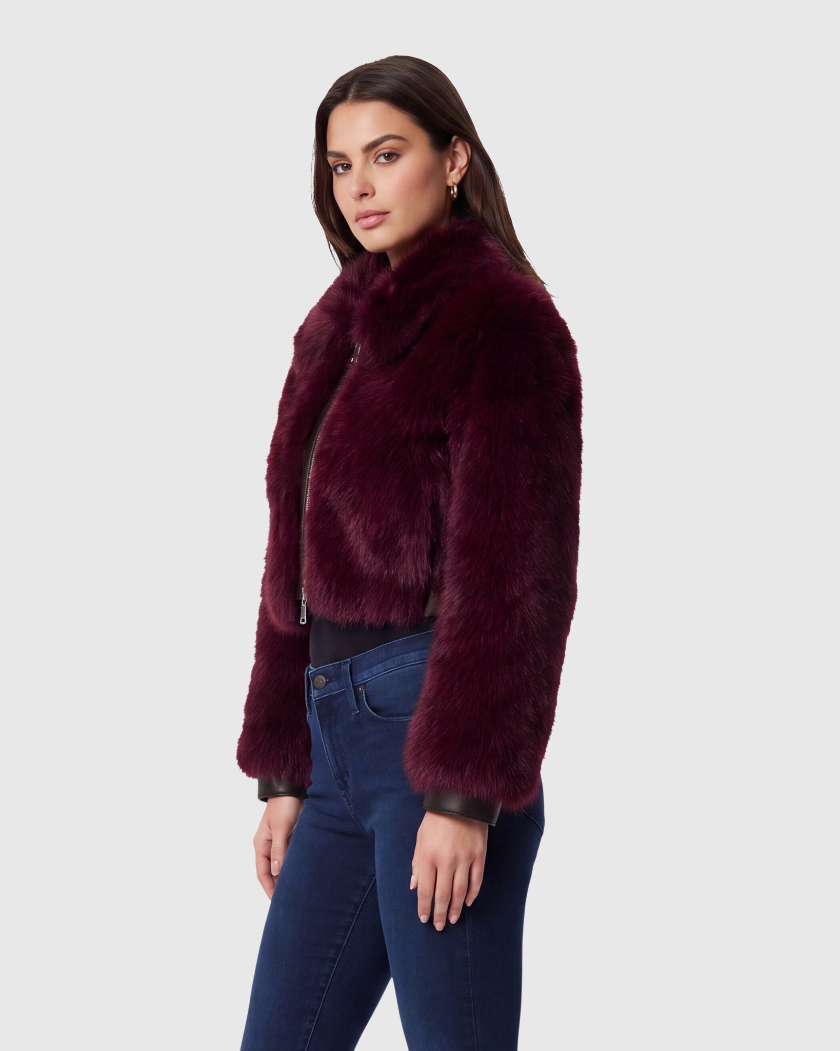 FUR-FREE FOX (FAUX FUR) ZIP BOLERO