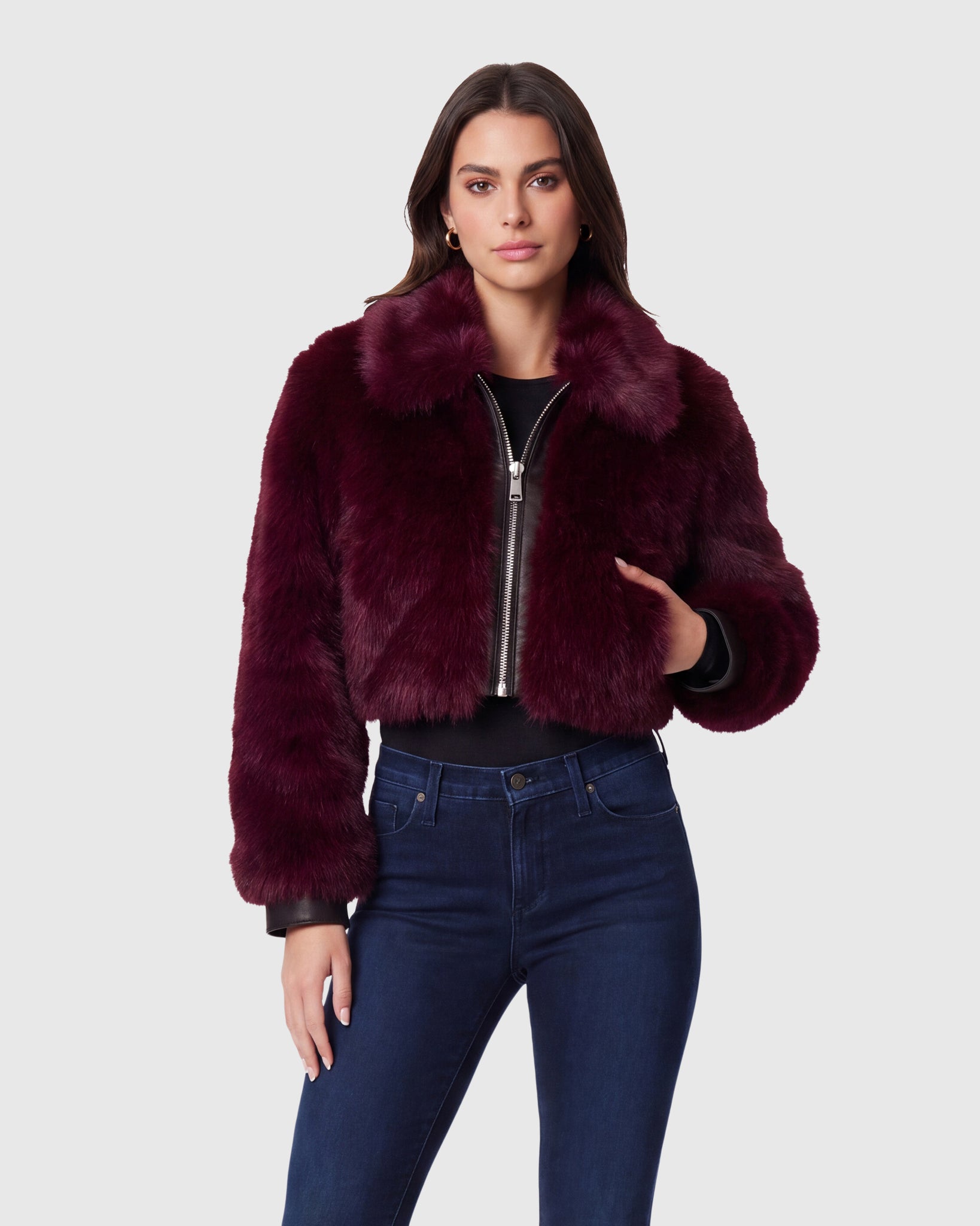 FUR-FREE FOX (FAUX FUR) ZIP BOLERO