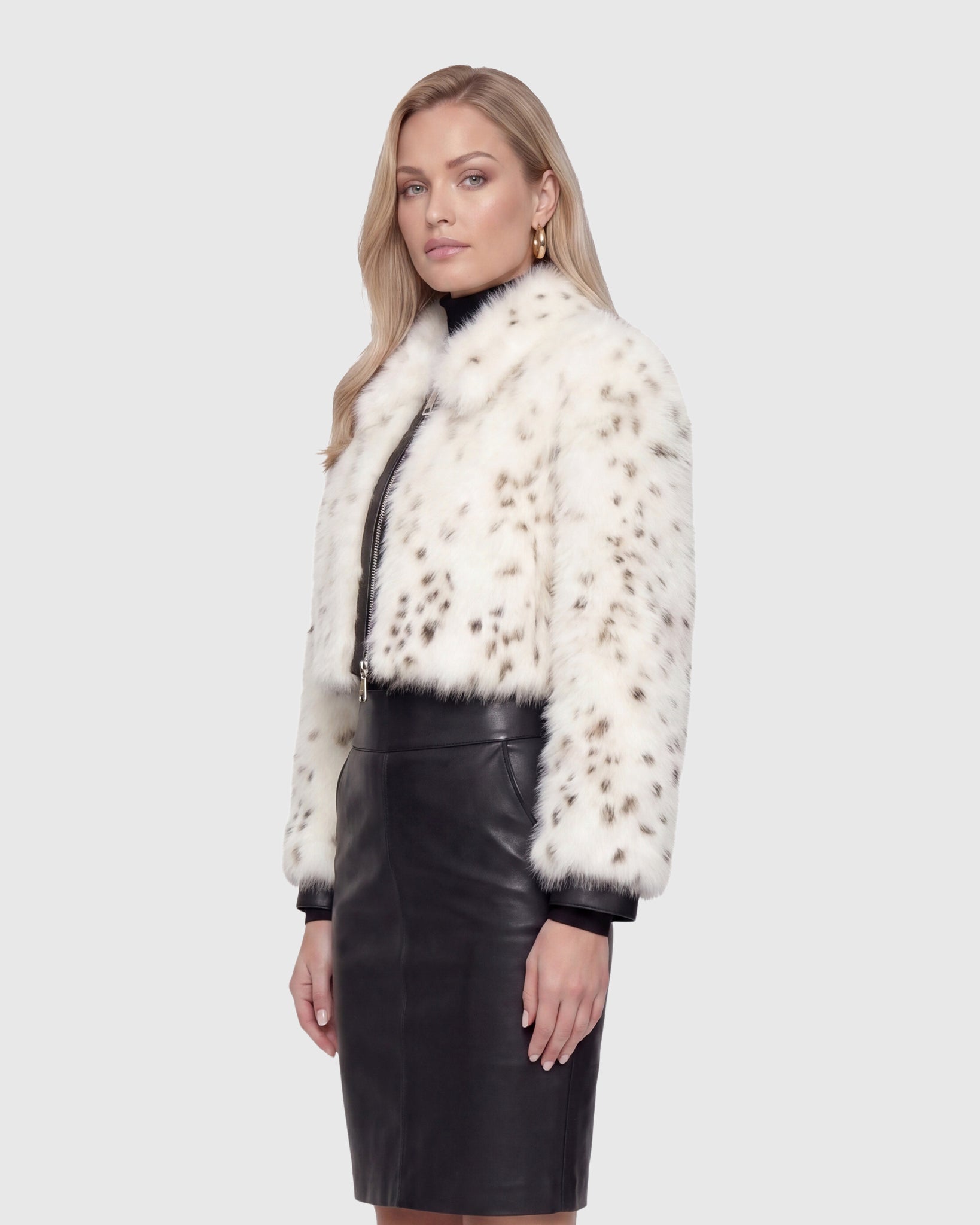 FUR-FREE FOX (FAUX FUR) ZIP BOLERO