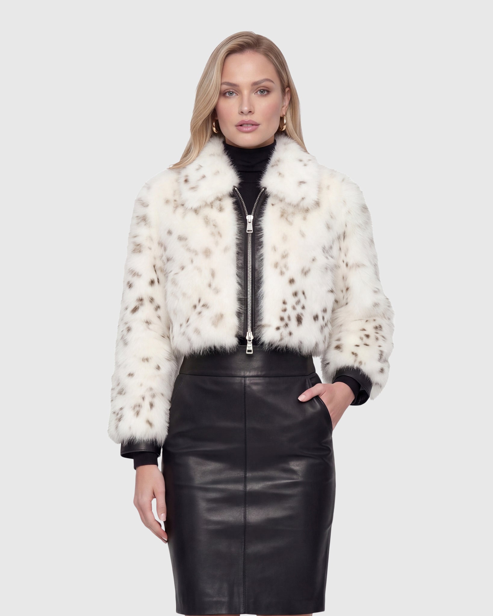 FUR-FREE FOX (FAUX FUR) ZIP BOLERO