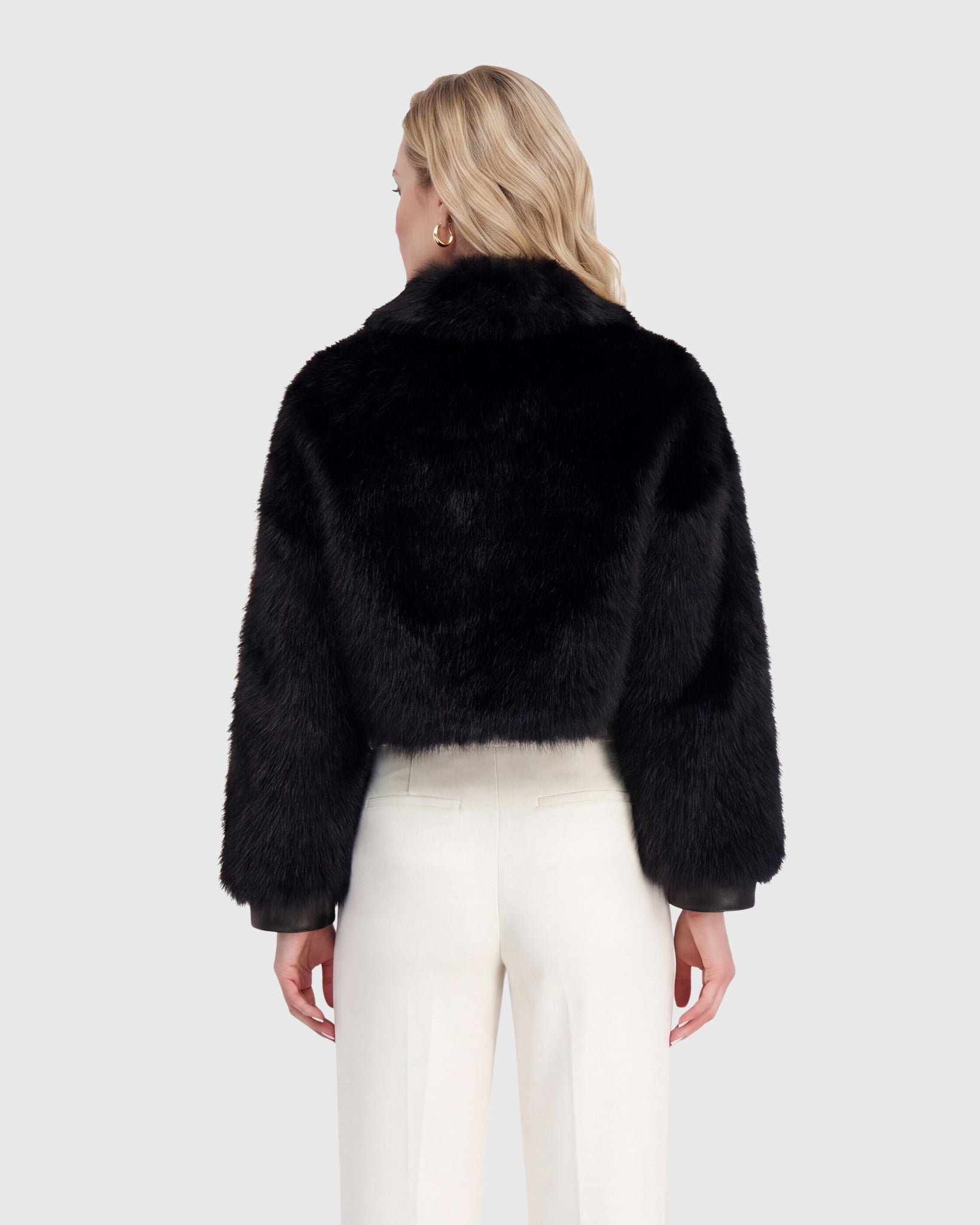 FUR-FREE FOX (FAUX FUR) ZIP BOLERO