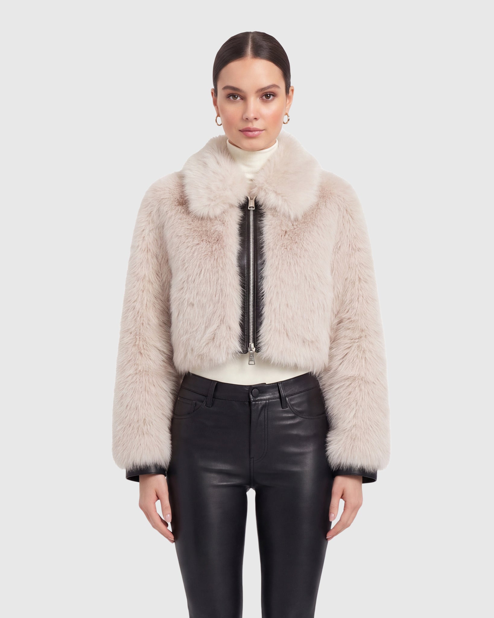 FUR-FREE FOX (FAUX FUR) ZIP BOLERO