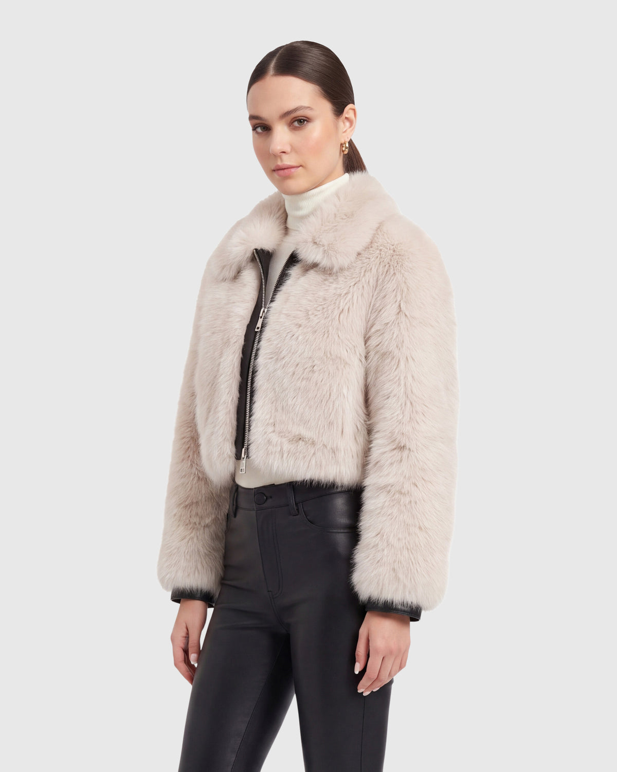 FUR-FREE FOX (FAUX FUR) ZIP BOLERO