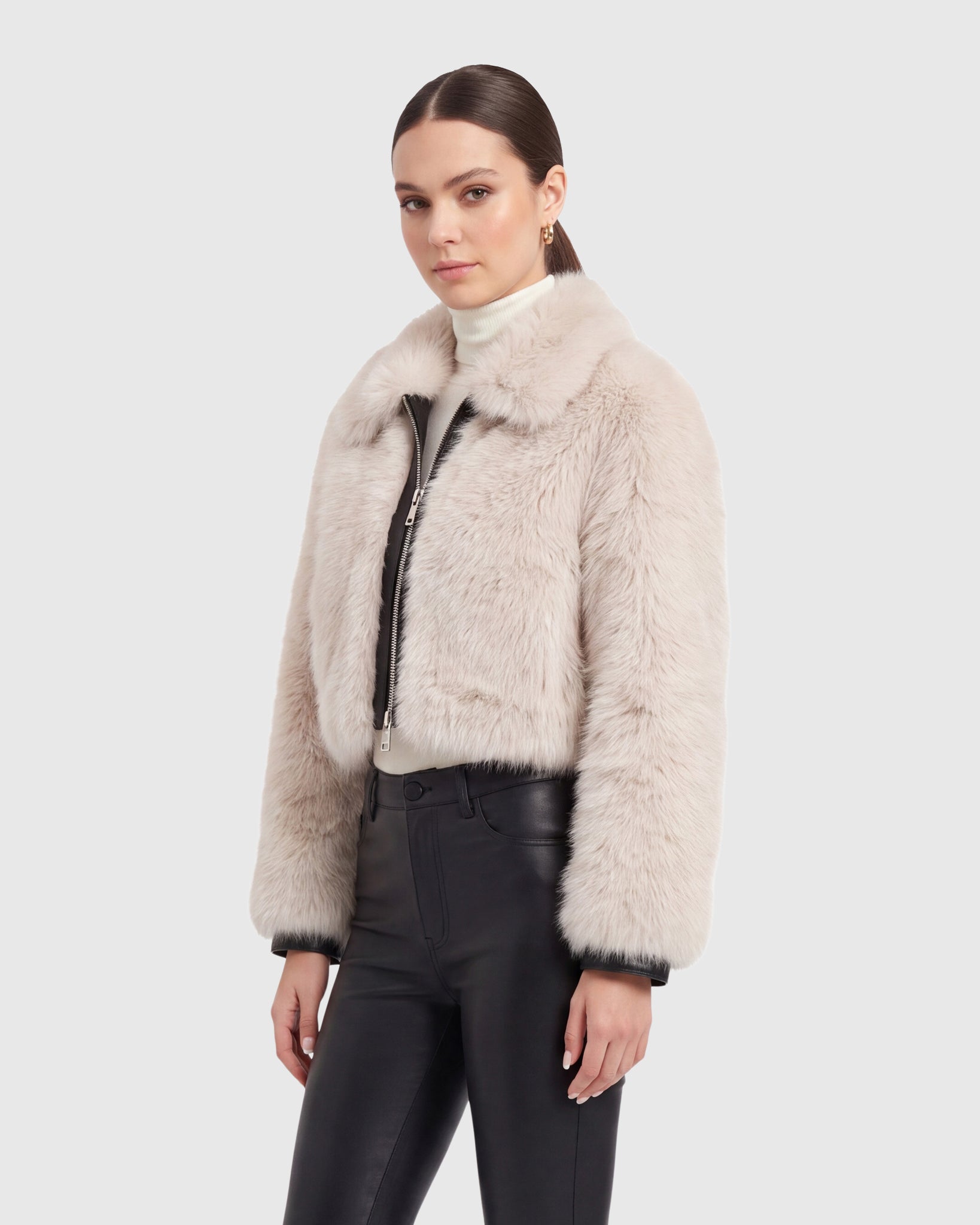 FUR-FREE FOX (FAUX FUR) ZIP BOLERO