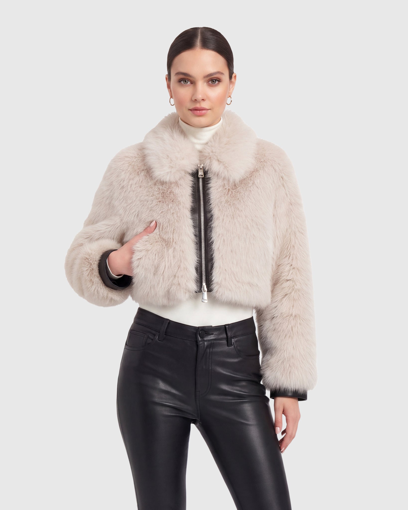 FUR-FREE FOX (FAUX FUR) ZIP BOLERO