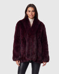 FUR-FREE FOX (FAUX FUR) JACKET - WINE MULTI