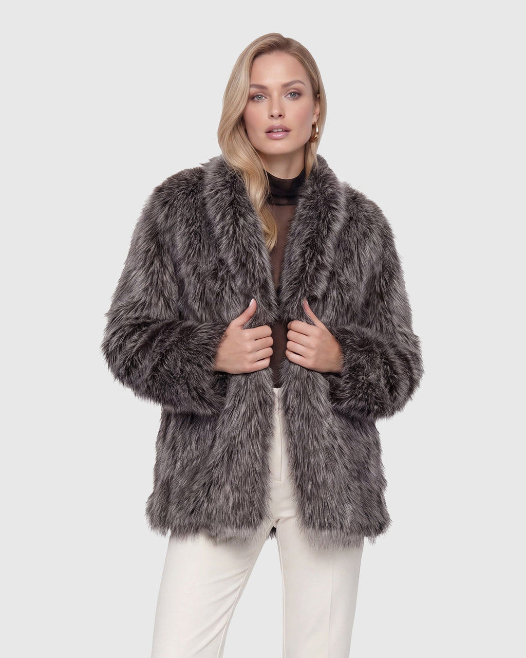 FUR-FREE FOX (FAUX FUR) JACKET - GRANITE MULTI