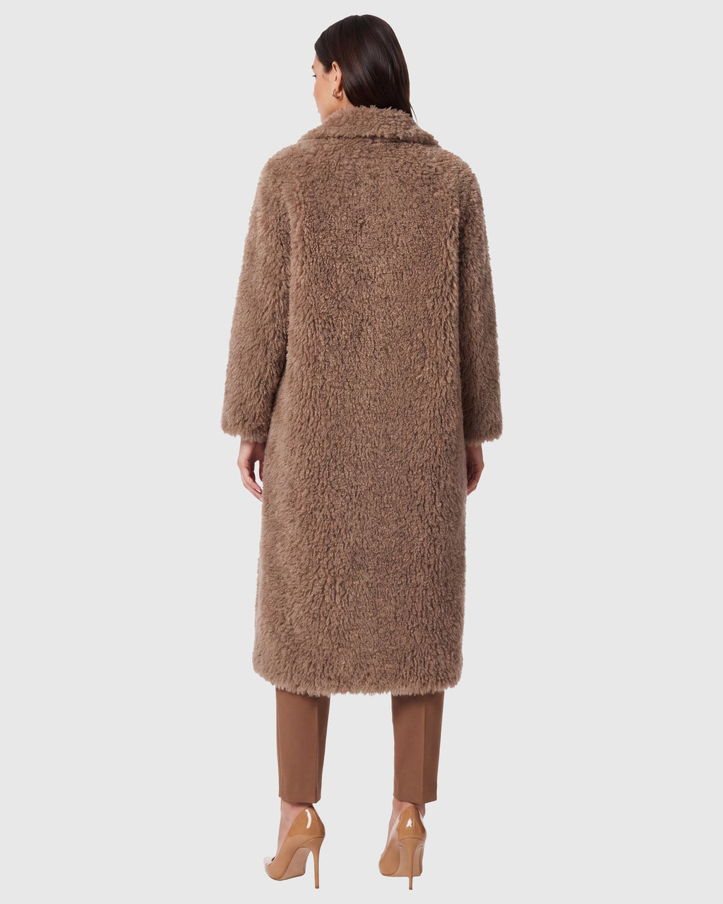 FUR-FREE CASHMERE GOAT (FAUX FUR) COAT - TAUPE